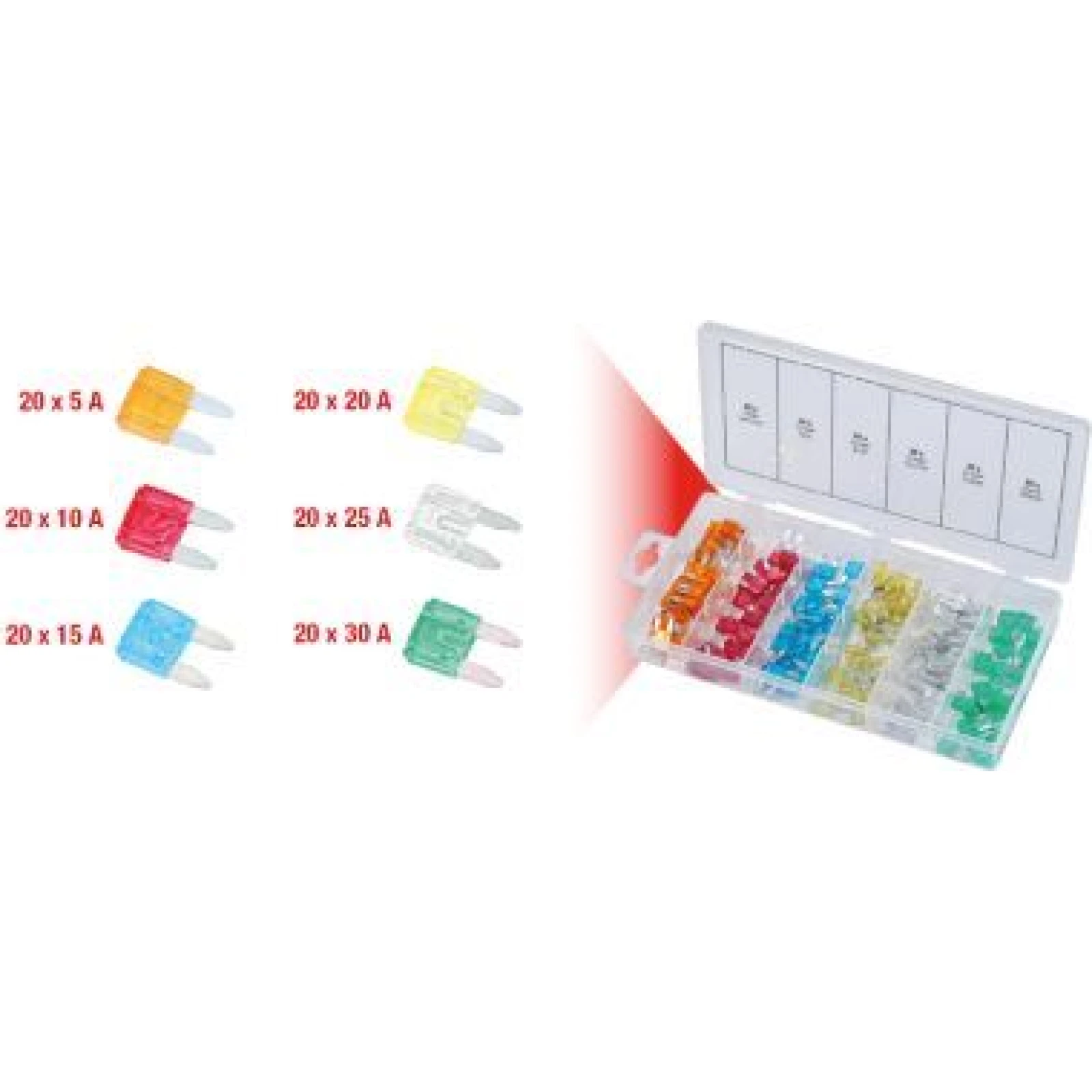 KS TOOLS Mini-Sicherungsset, 5-30 A, 120-teilig 970.0280