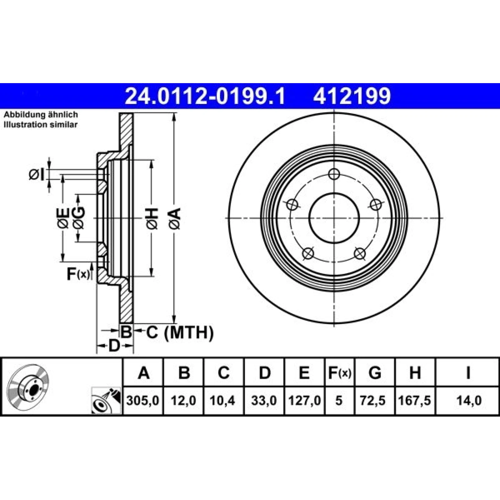 Bremsscheibe Fiat T. Freemont 2.0 Jtd/2.4-3.6 11 24.0112-0199.1