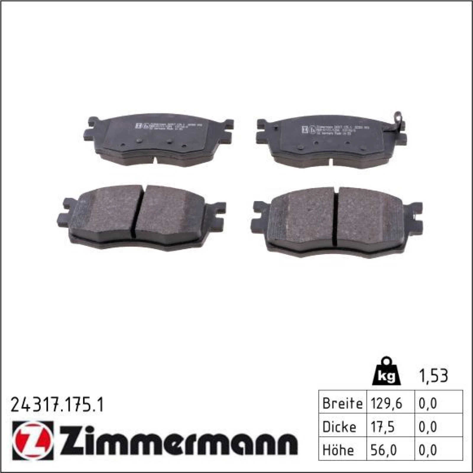 ZIMMERMANN Bremsbeläge 24317.175.1