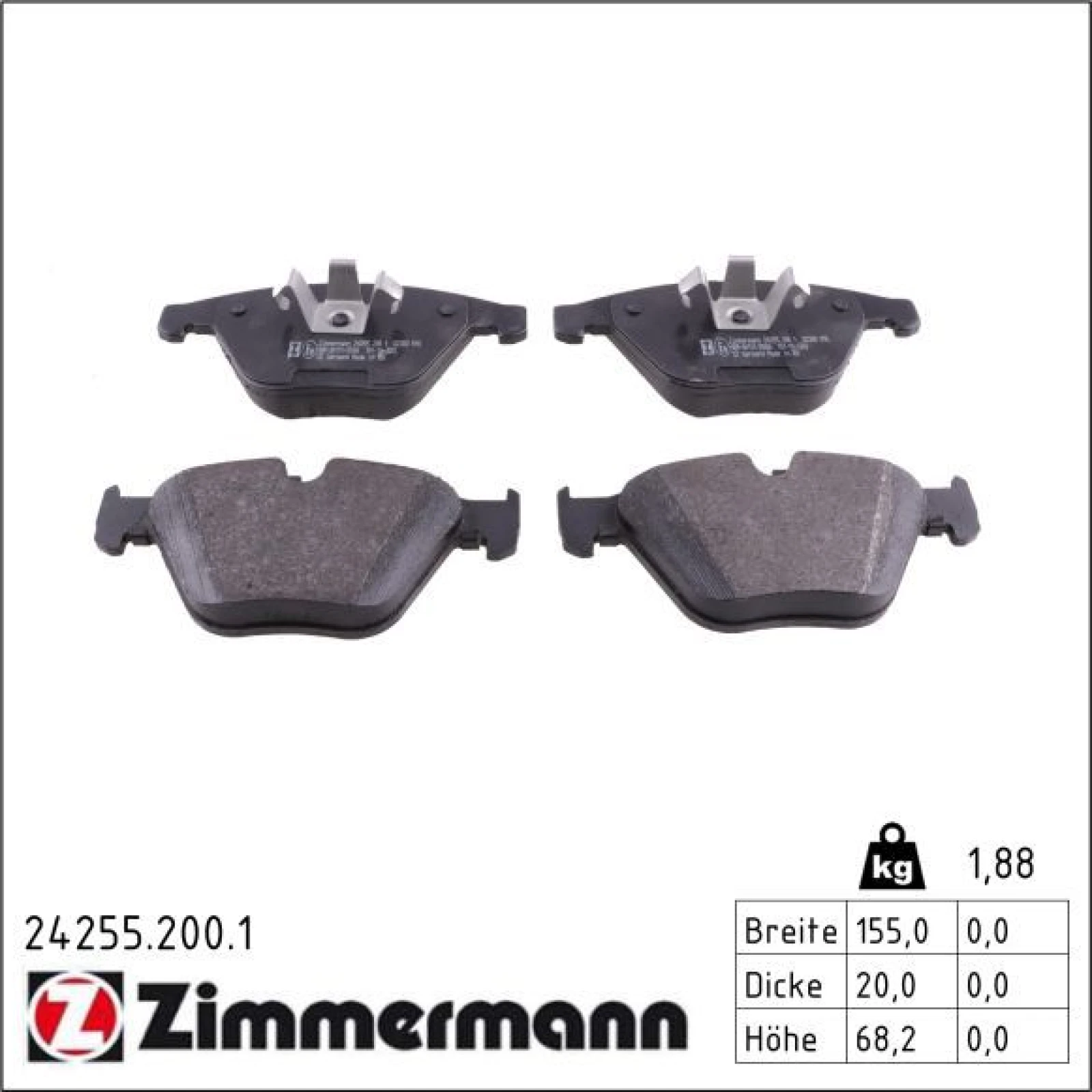 ZIMMERMANN Bremsbeläge 24255.200.1