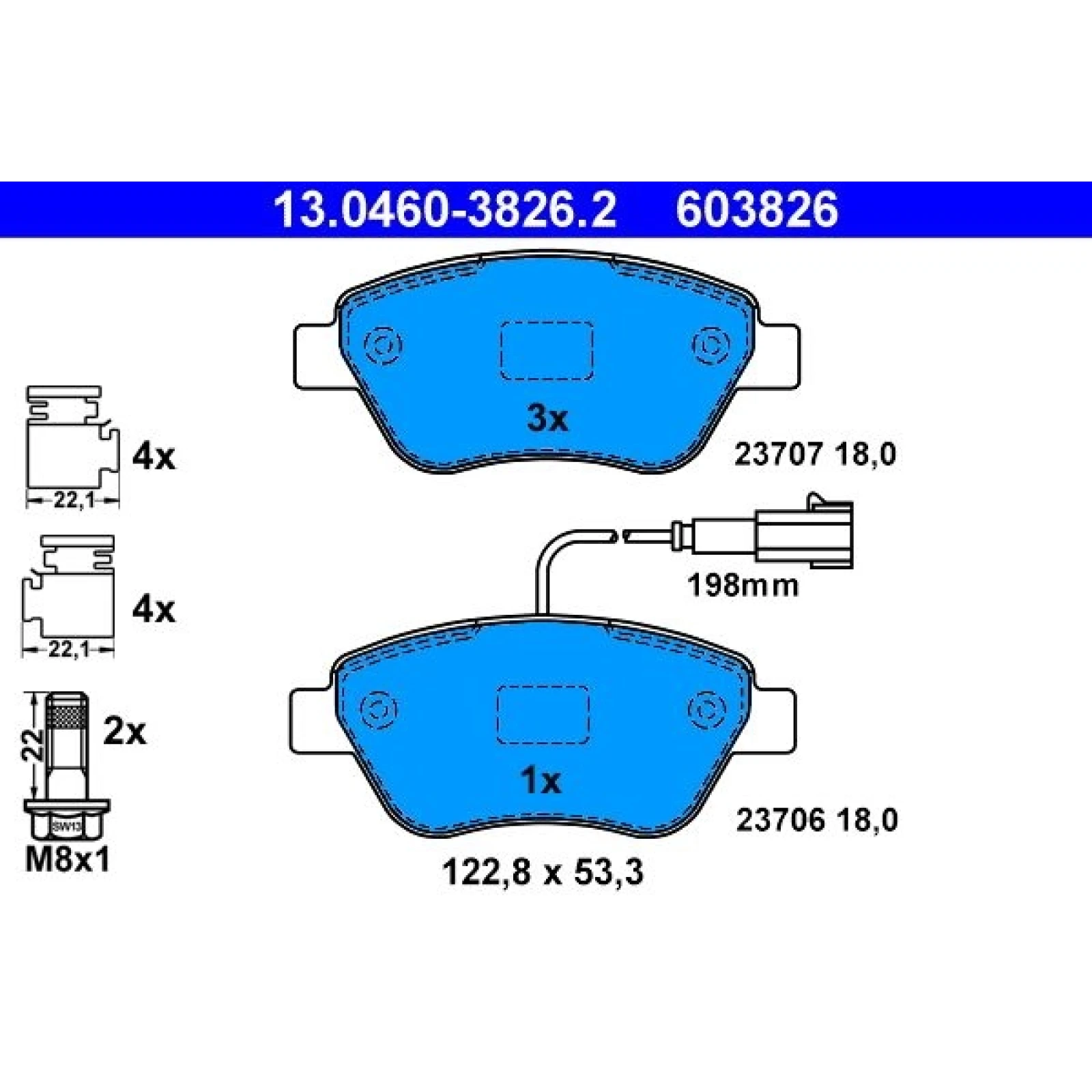 Bremsbelagsatz Fiat P.Fiorino/Linea/Panda/Qubo/500 05 13.0460-3826.2