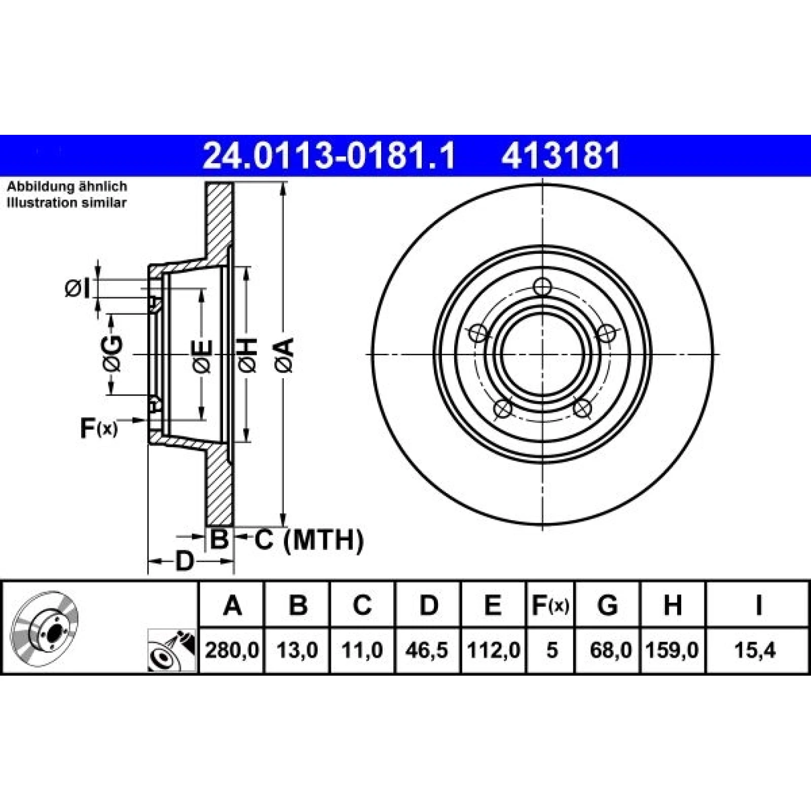 Bremsscheibe Audi P. A4 1.6/1.9 Tdi 95-01 24.0113-0181.1