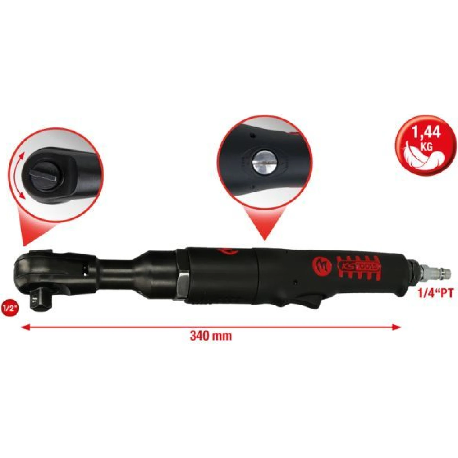 KS TOOLS Kraftvolle pneumatische Schaltratsche MONSTER 1/2 515.1185