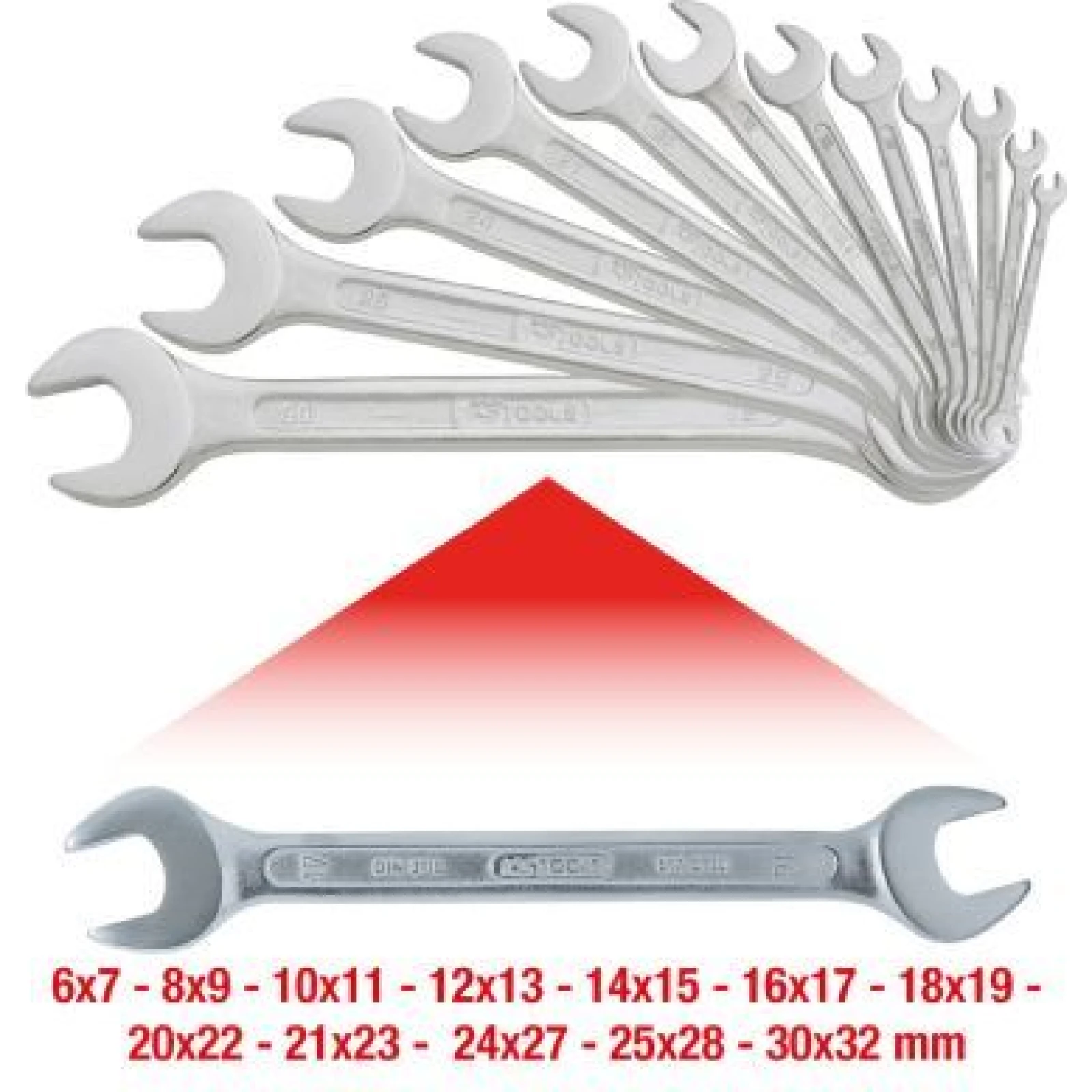 KS TOOLS Doppelseitiger Schlüsselsatz CLASSIC, 12 Stück, 6x7–30x32 mm 517.0125