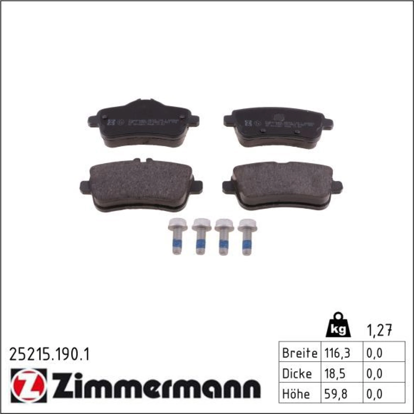 ZIMMERMANN Bremsbeläge 25215.190.1