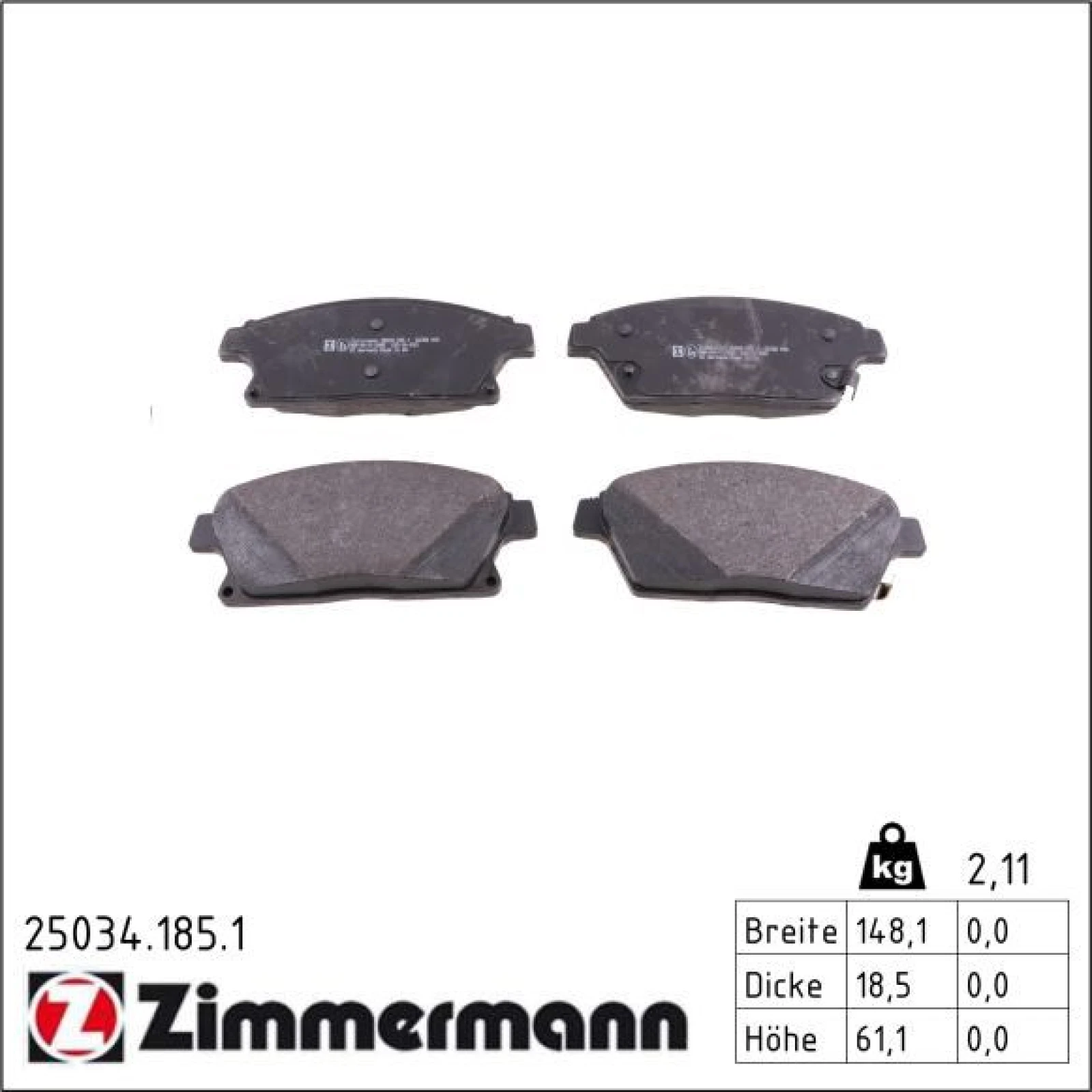 ZIMMERMANN Bremsbeläge 25034.185.1