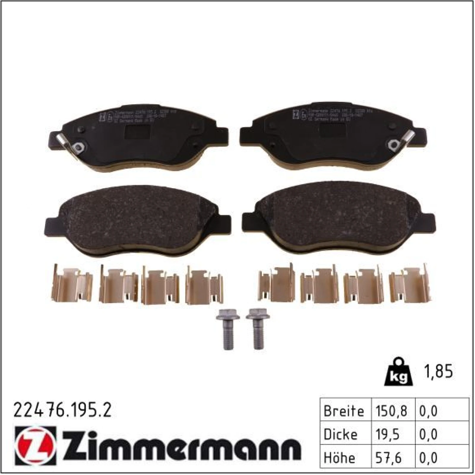ZIMMERMANN Bremsbeläge 22476.195.2