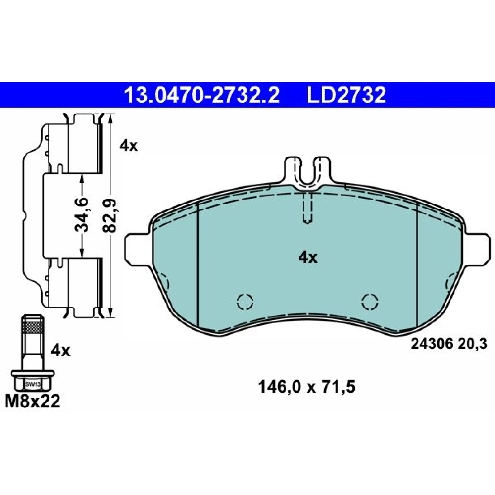 Bremsbelagsatz Db P. W204/S204/C204/W212 1,6-3,0 07- Keramik 13.0470-2732.2