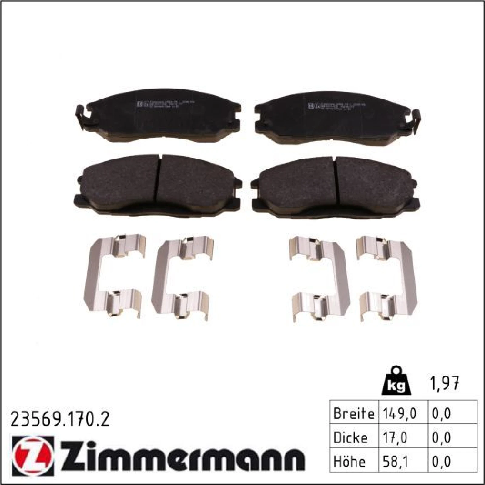 ZIMMERMANN Bremsbeläge 23569.170.2