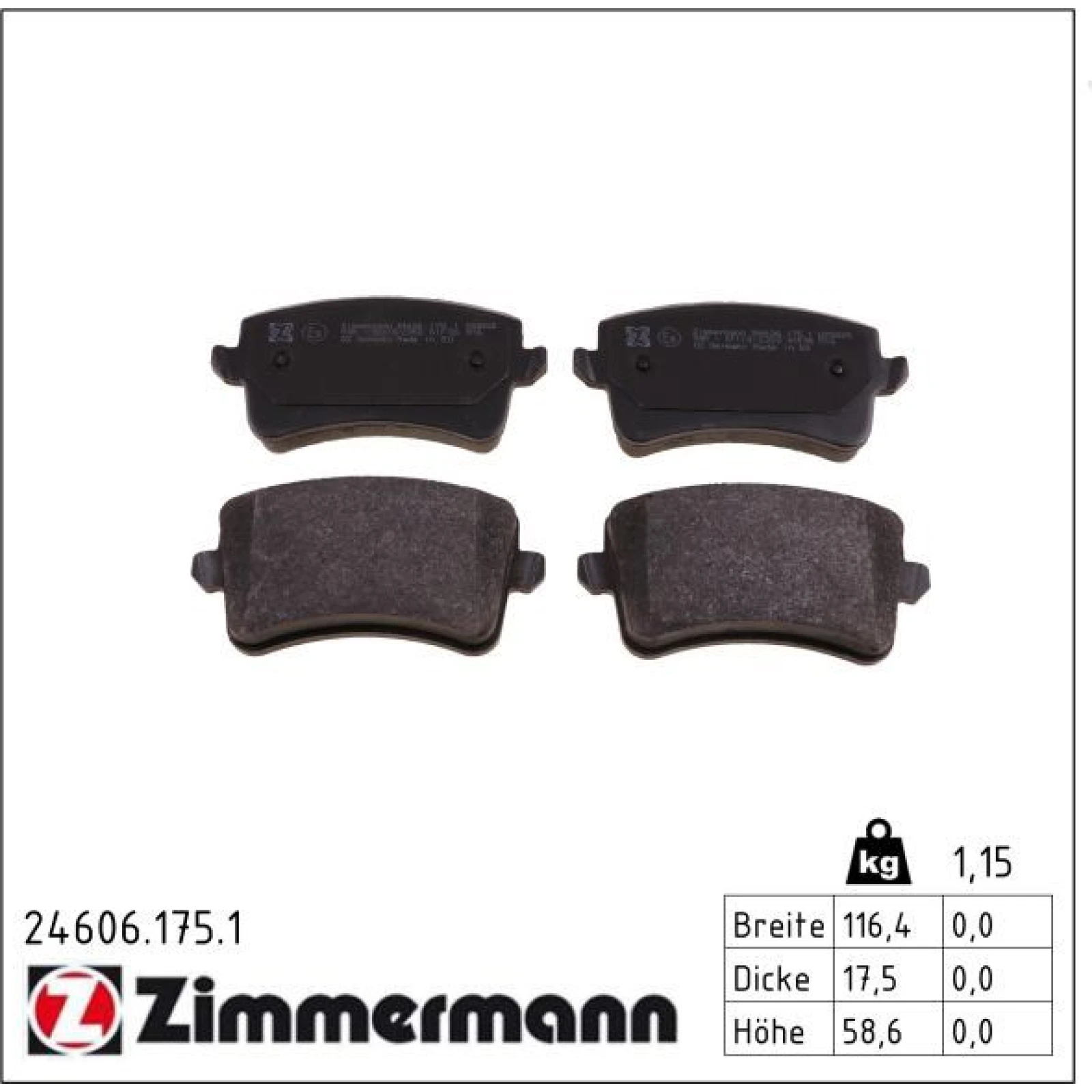 ZIMMERMANN Bremsbeläge 24606.175.1