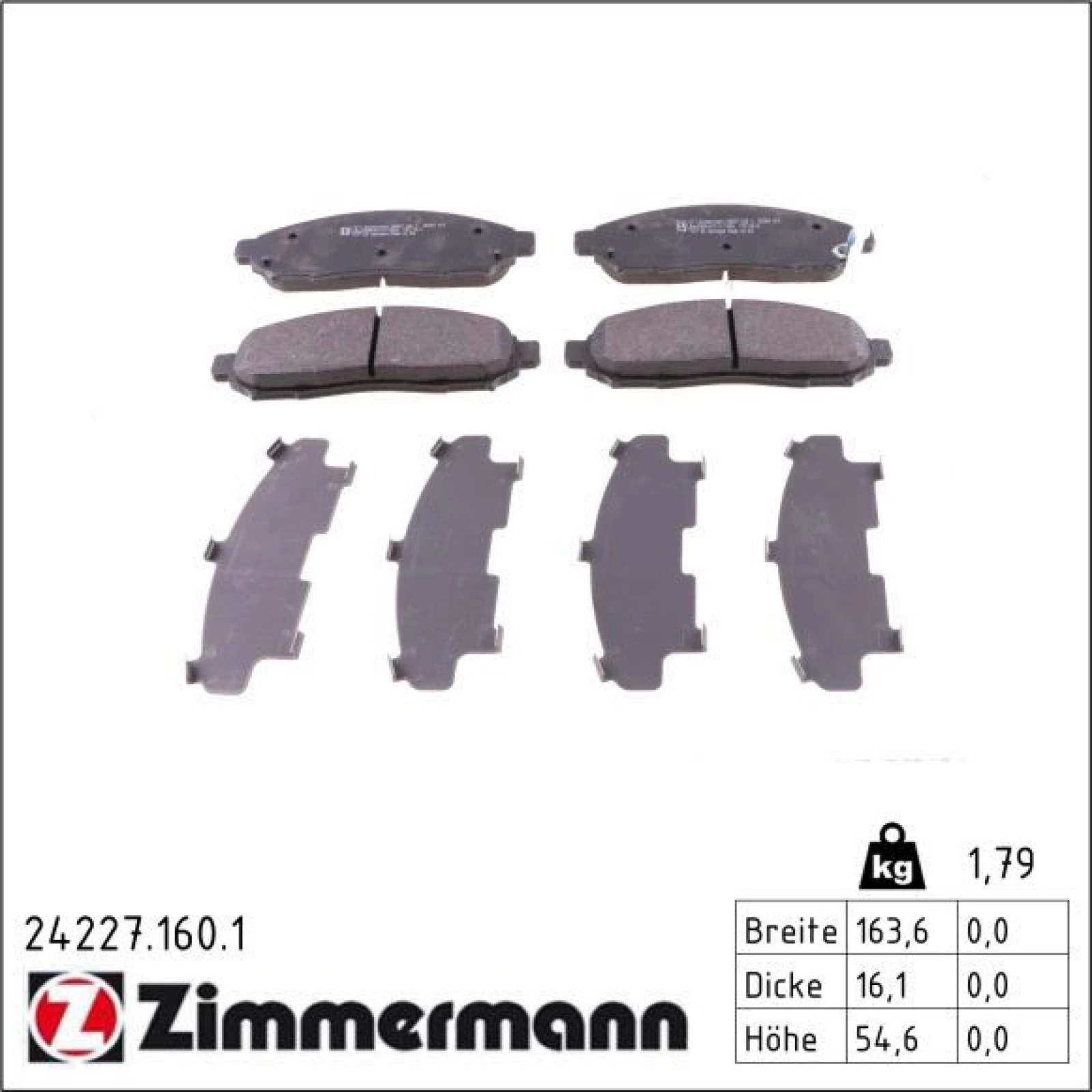 ZIMMERMANN Bremsbeläge 24227.160.1
