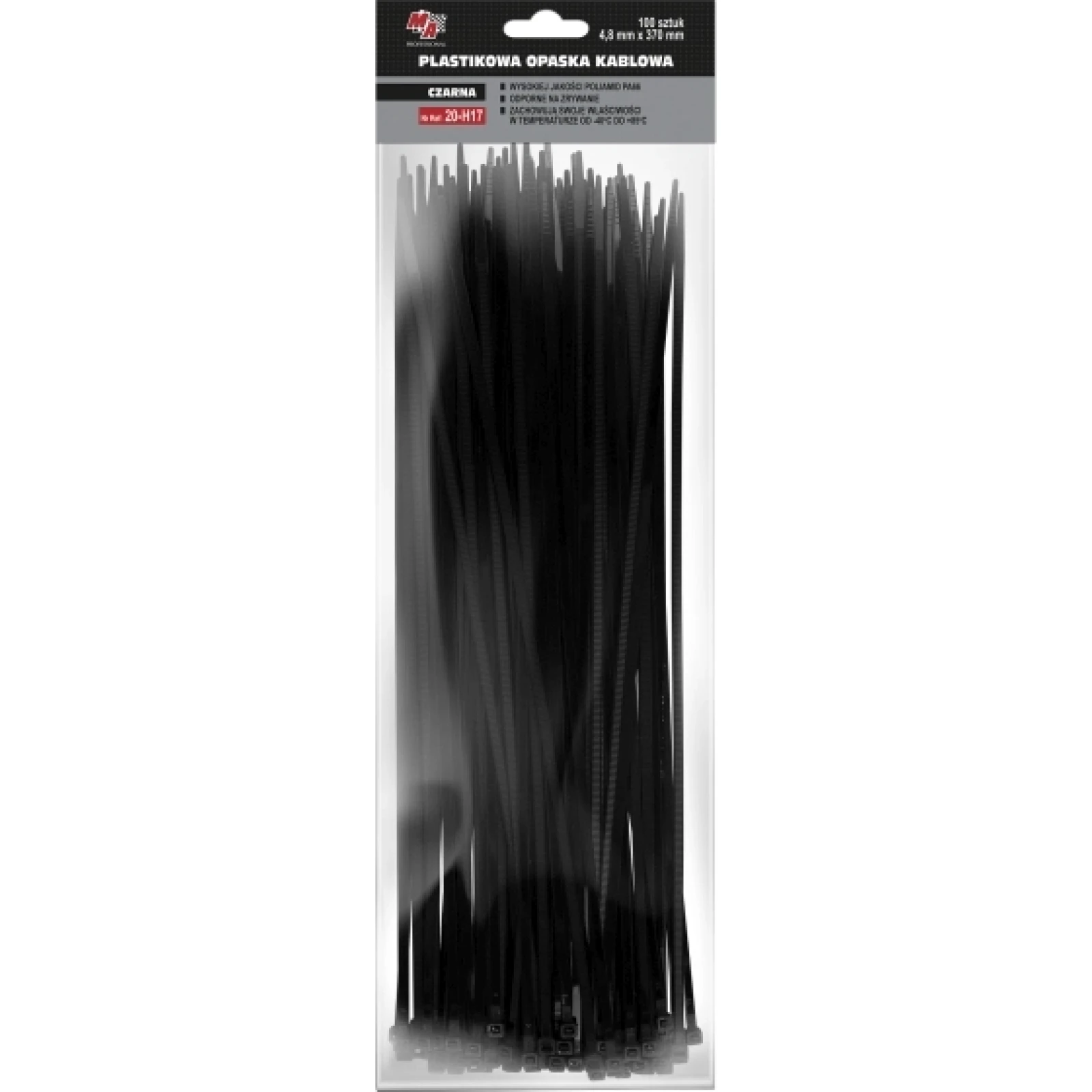 Kabelbinder 4,8X370 (1 Pack 100 Stück) Schwarz 20-H17