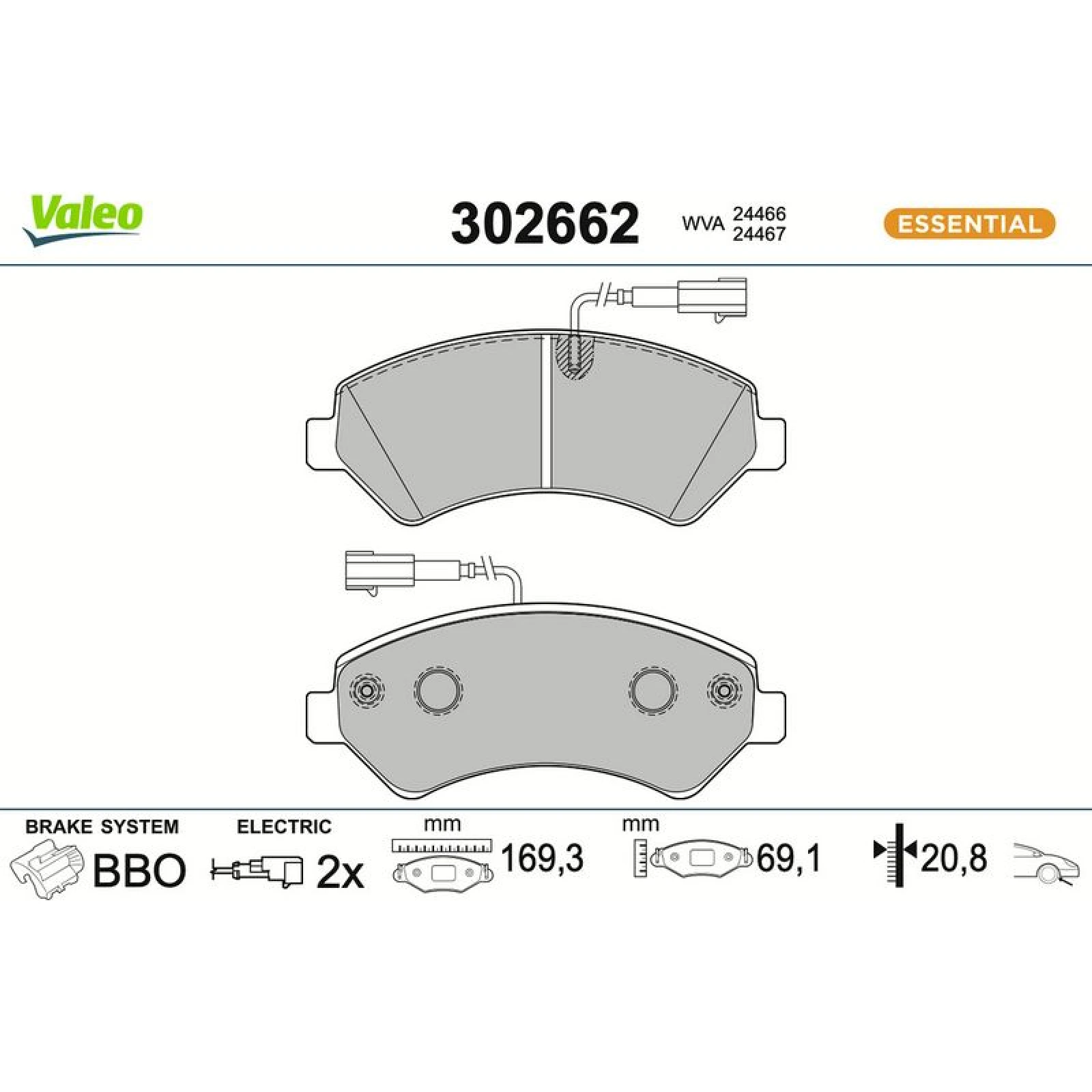 VALEO Bremsbeläge 302662