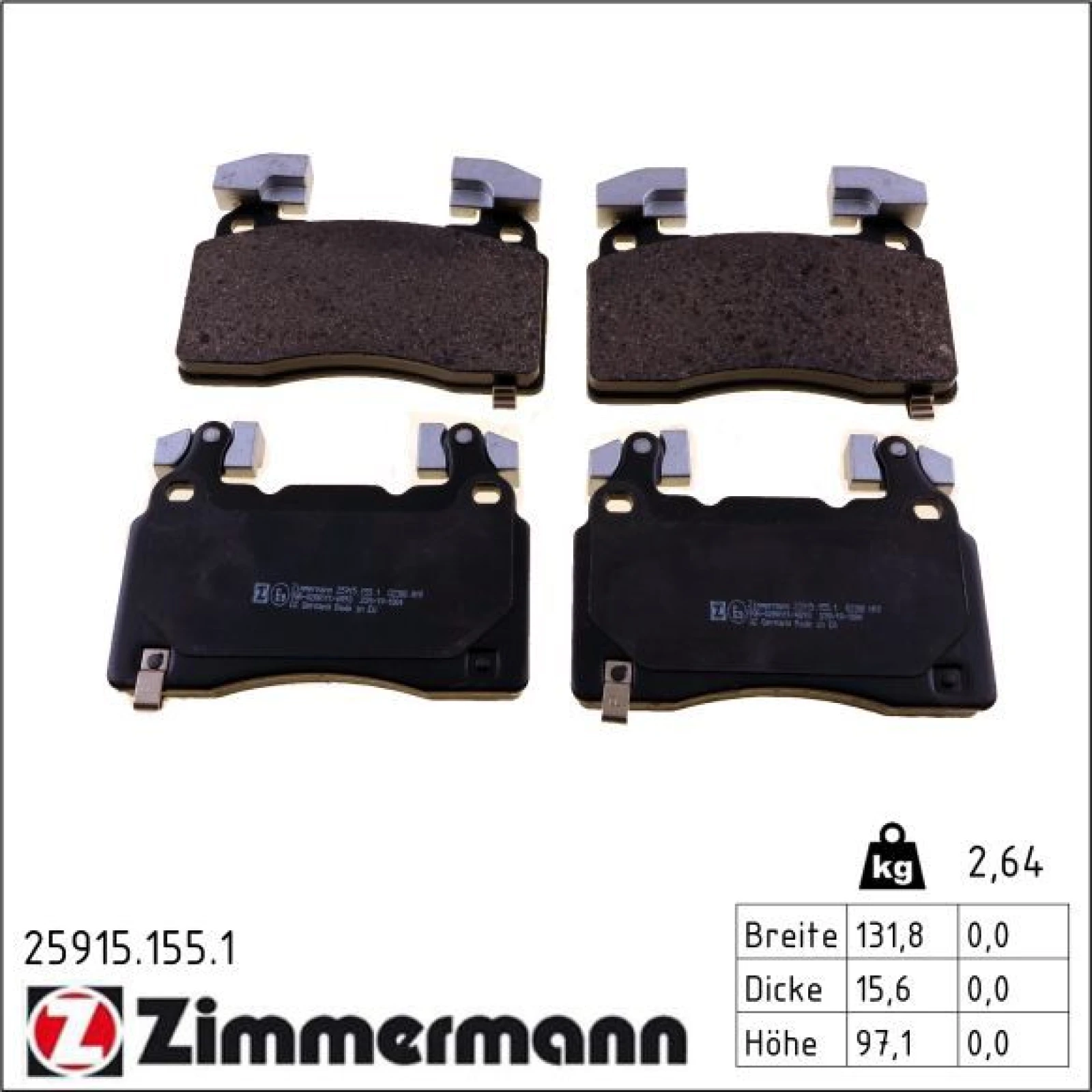 ZIMMERMANN Bremsbelagsatz, Scheibenbremse 25915.155.1