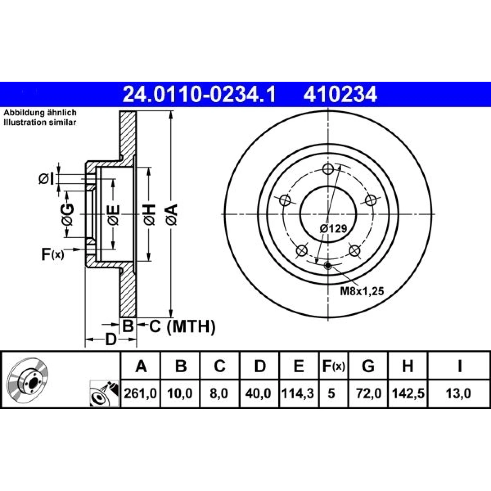 Bremsscheibe Mazda T. 626/Mx-6/Premacy/Xedos 91-05 24.0110-0234.1