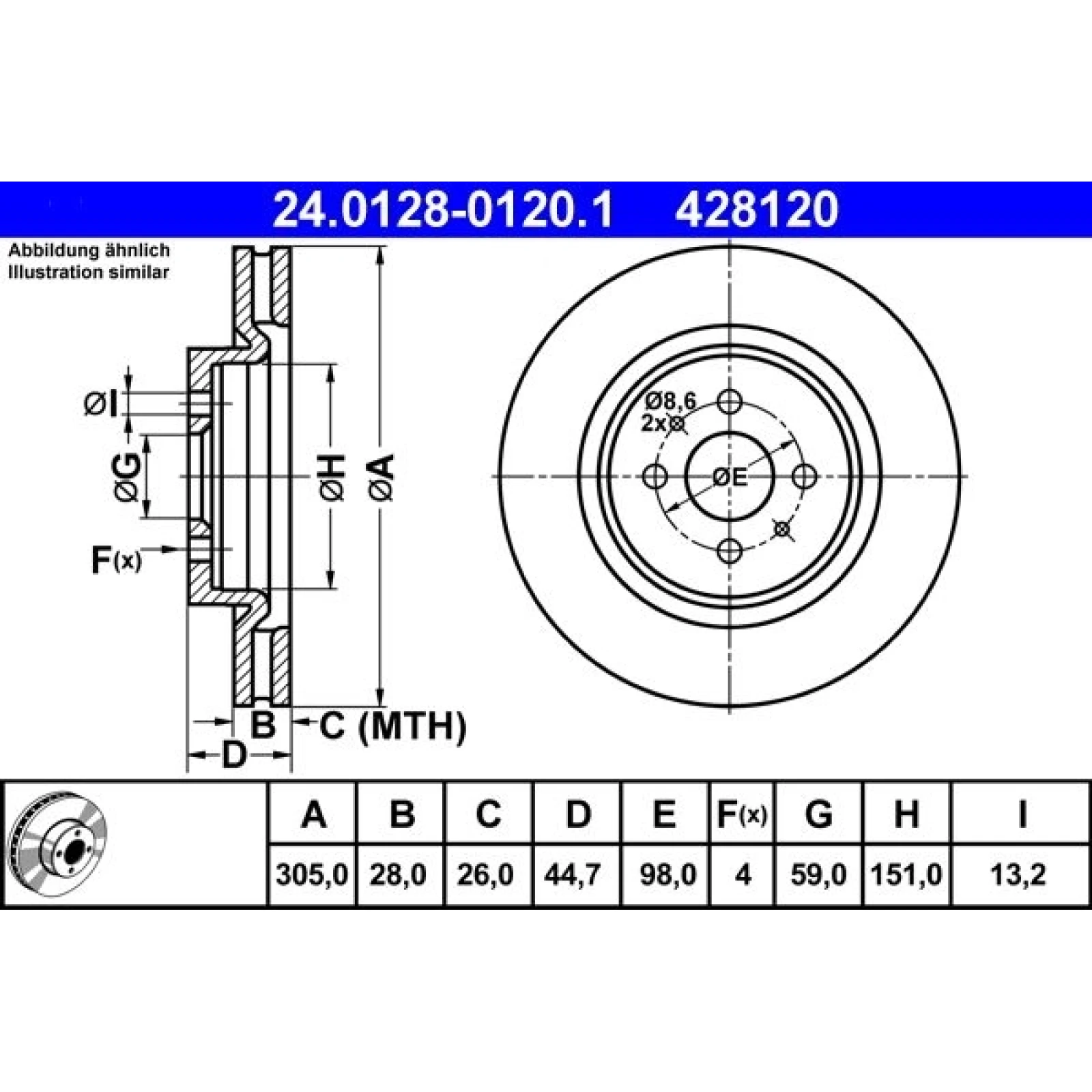 ATE Bremsscheibe 24.0128-0120.1