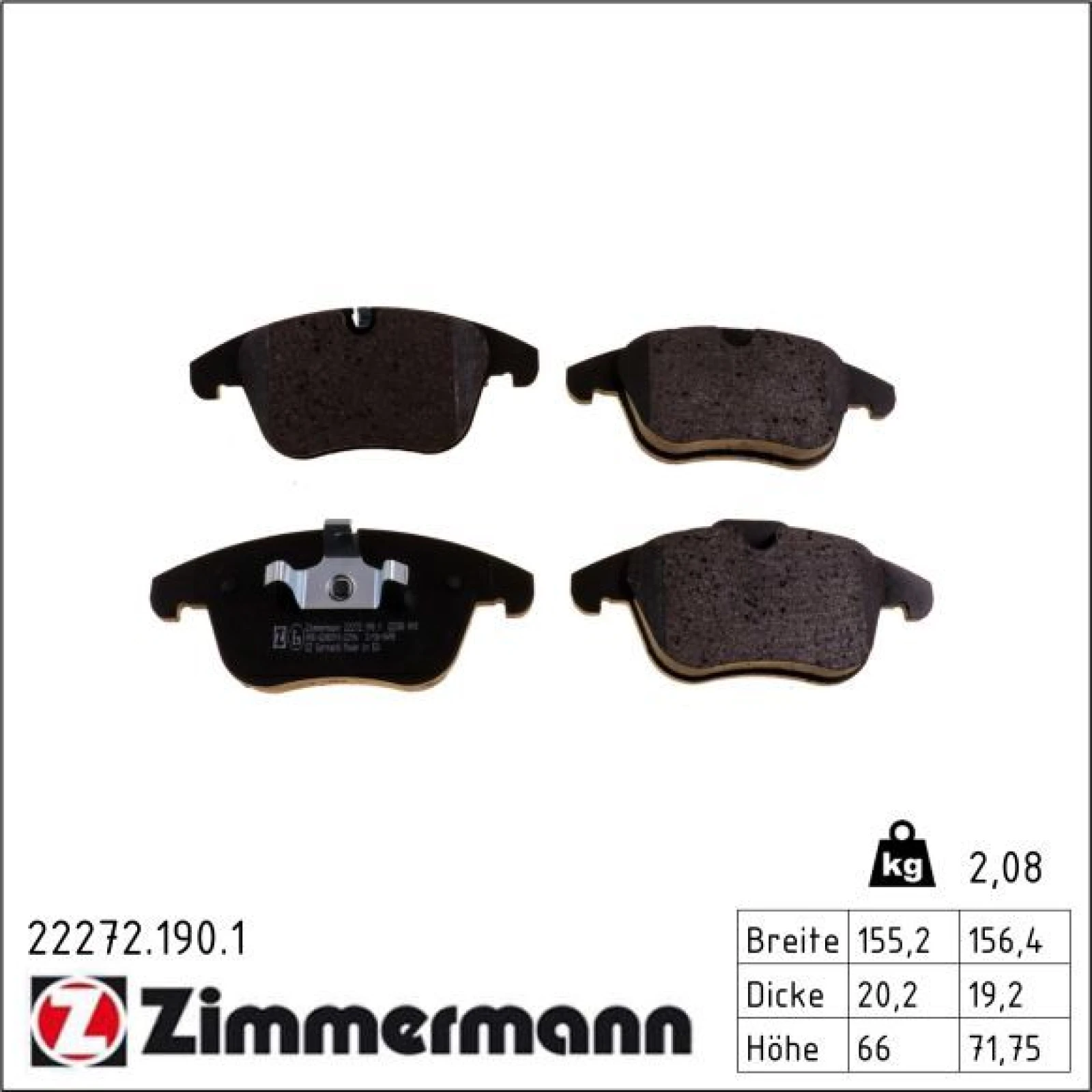 ZIMMERMANN Bremsbeläge 22272.190.1