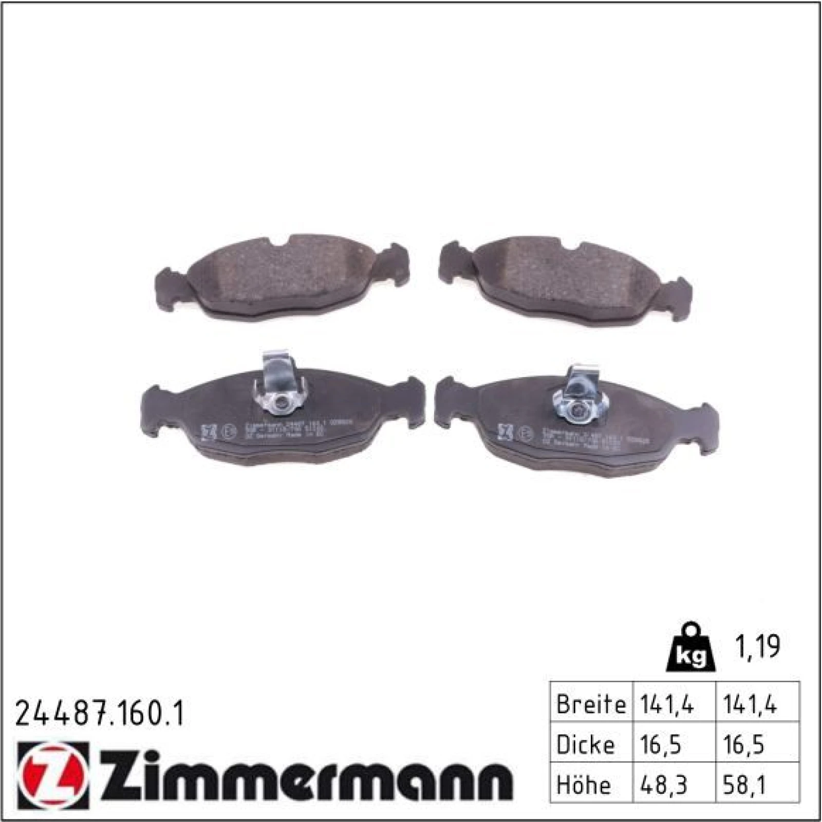 ZIMMERMANN Bremsbeläge 24487.160.1
