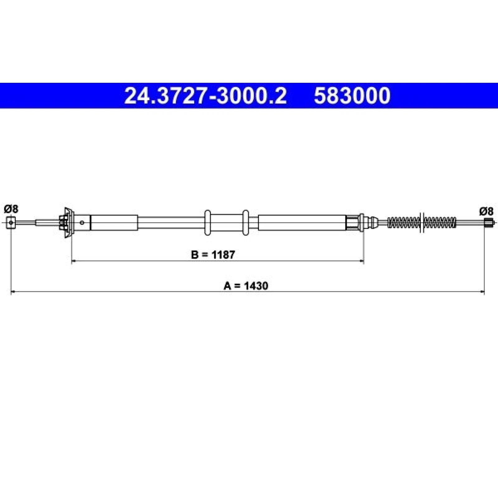 ATE Handbremsseil Seilzug Festellbremse 24.3727-3000.2