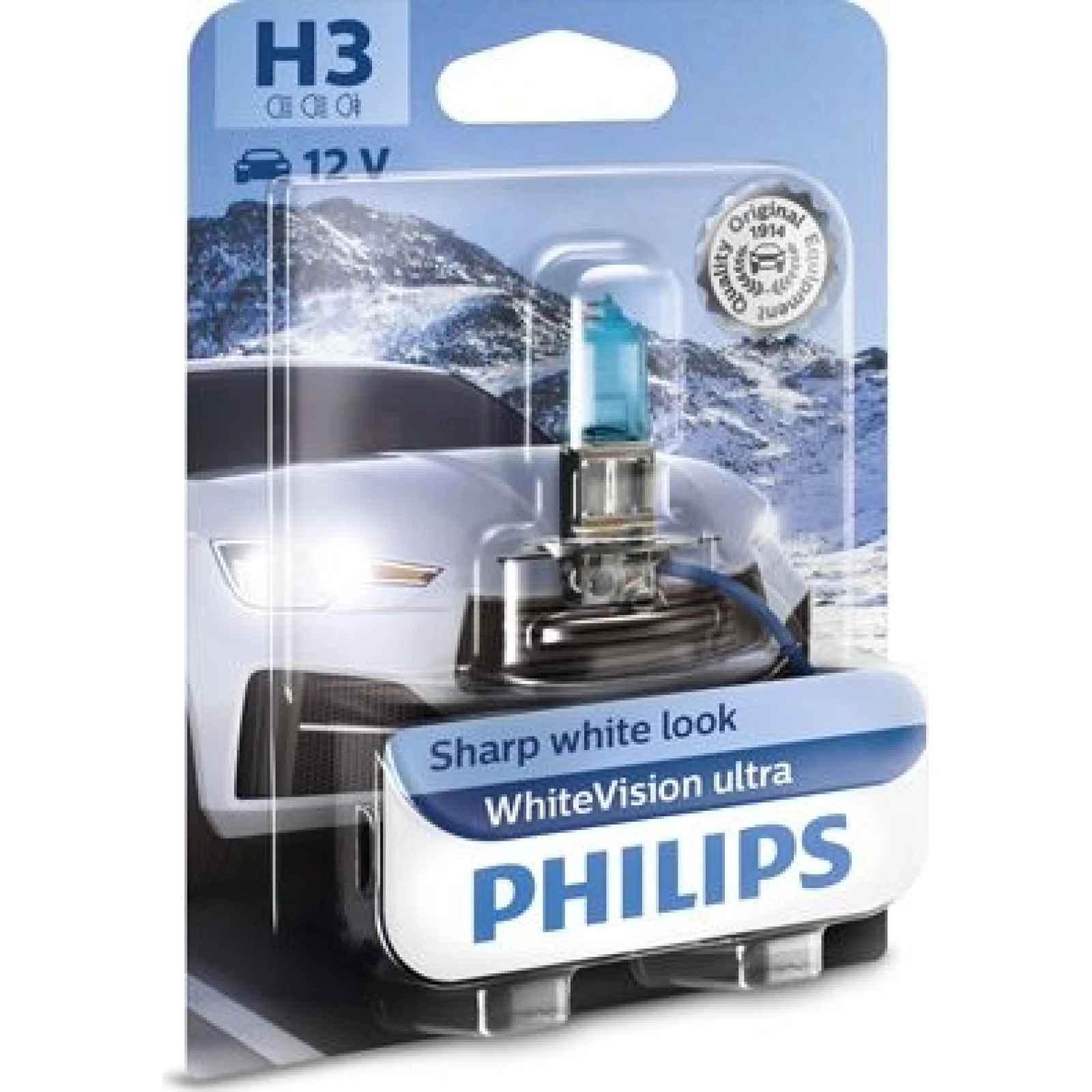 H3 12V 55W PK22s WhiteVision Ultra 1 Stück Philips 12336WVUB1