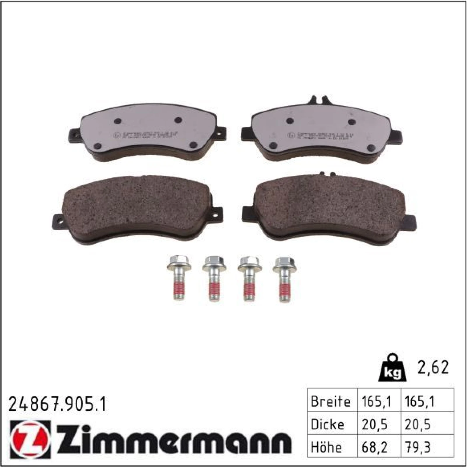 ZIMMERMANN Bremsbeläge 24867.905.1