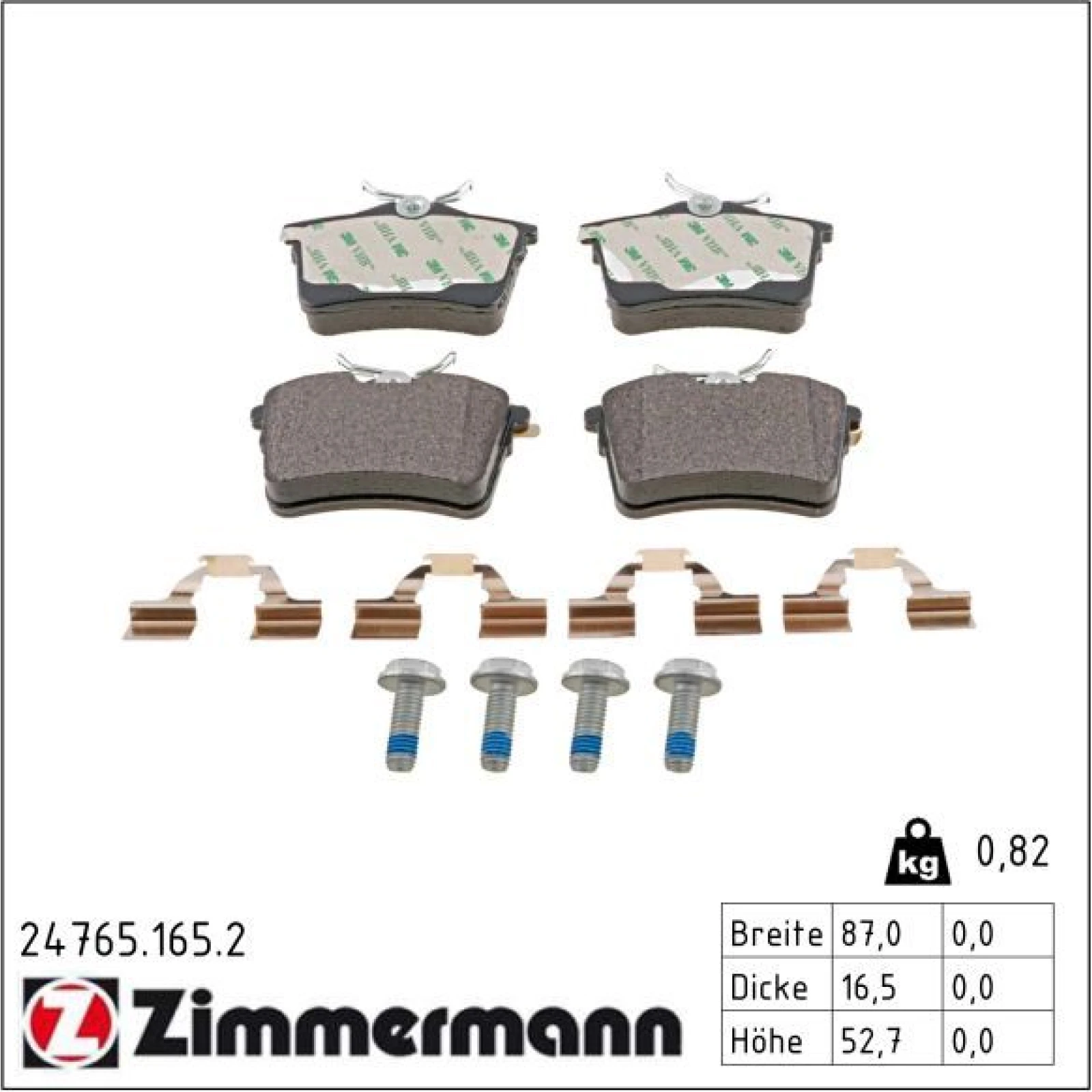 ZIMMERMANN Bremsbeläge 24765.165.2