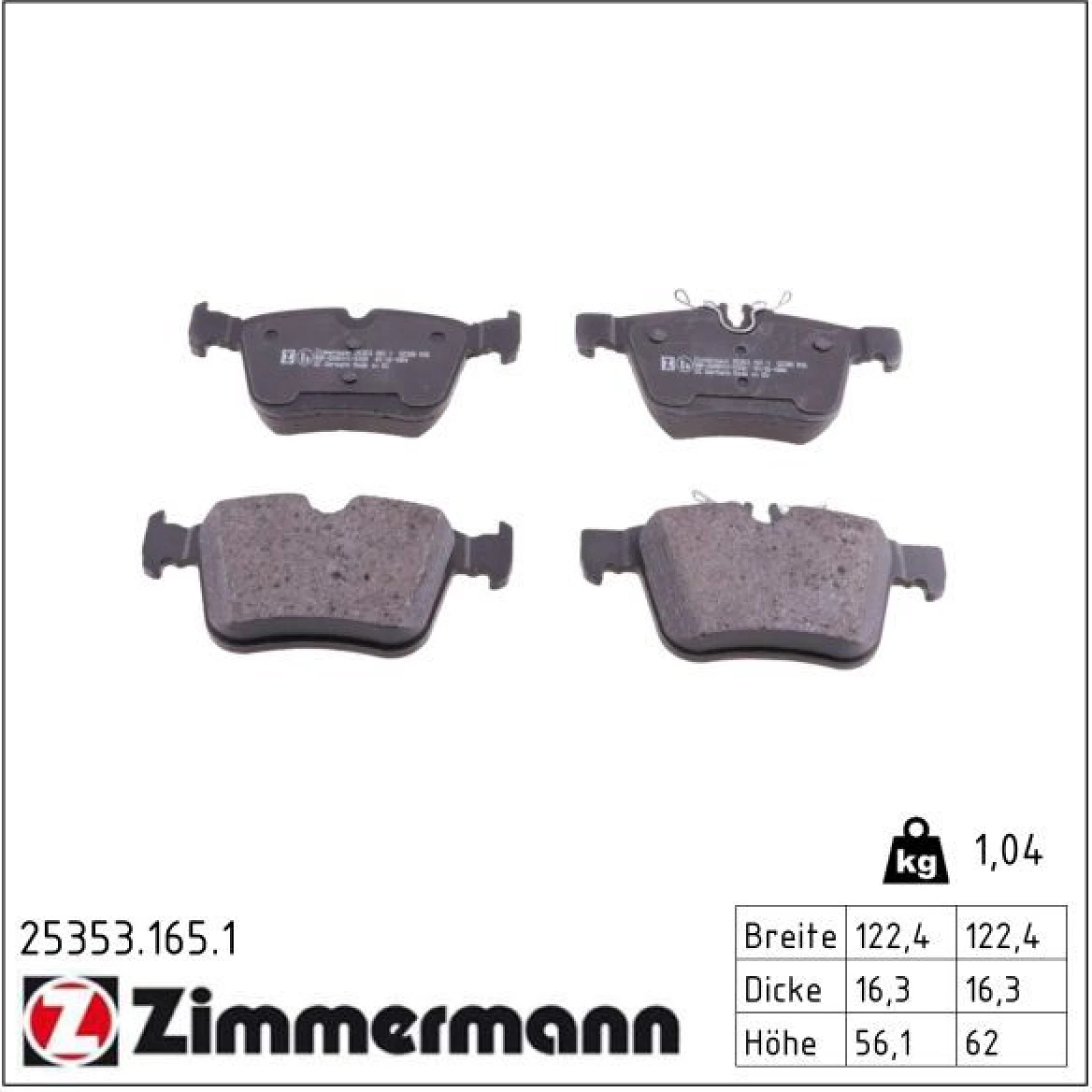 ZIMMERMANN Bremsbeläge 25353.165.1