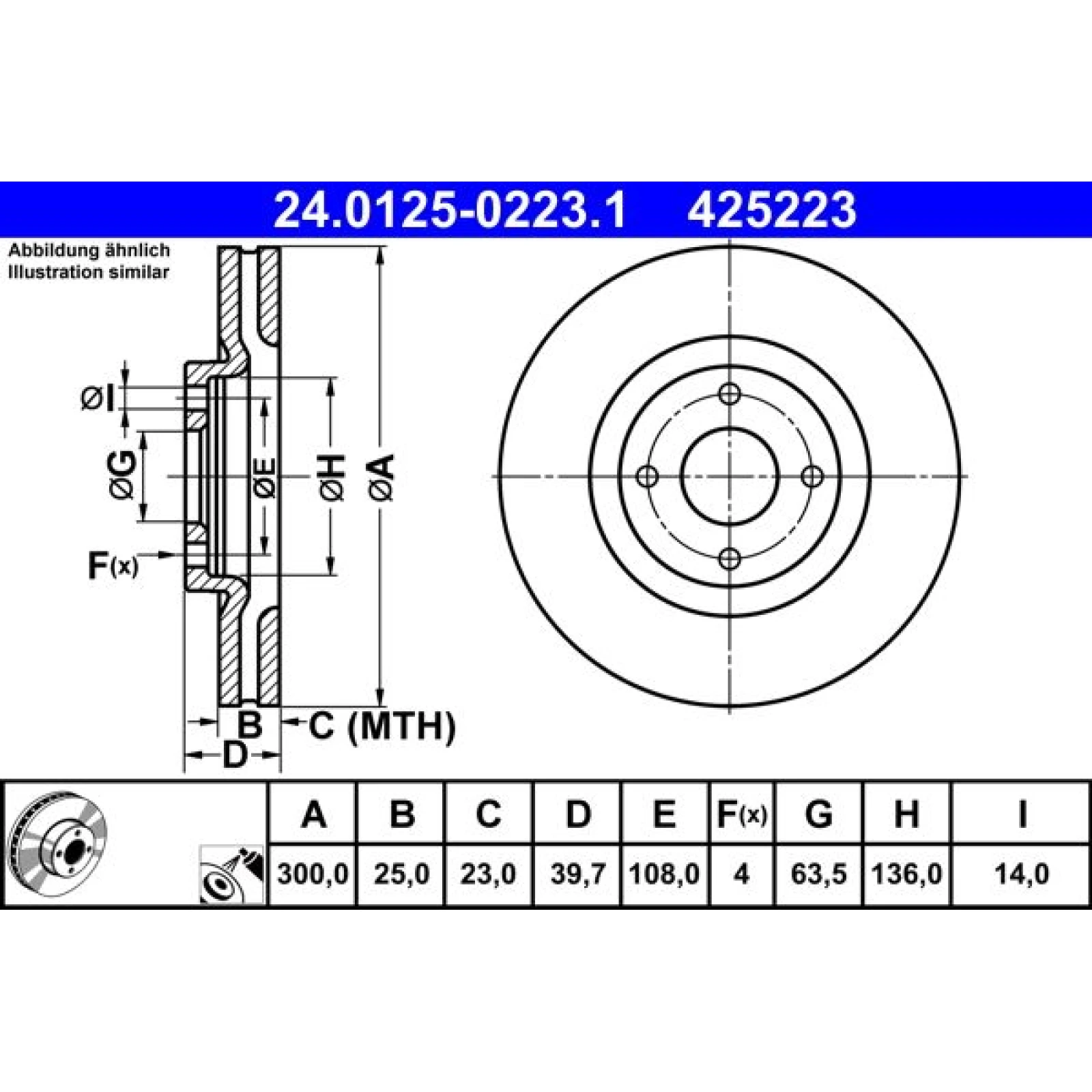 ATE Bremsscheibe 24.0125-0223.1