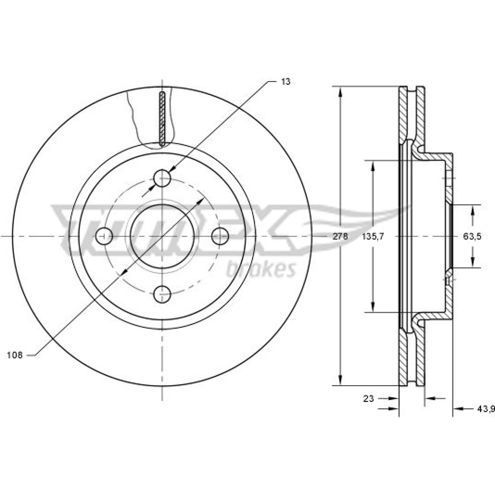 TOMEX brakes Bremsscheibe TX 73-92