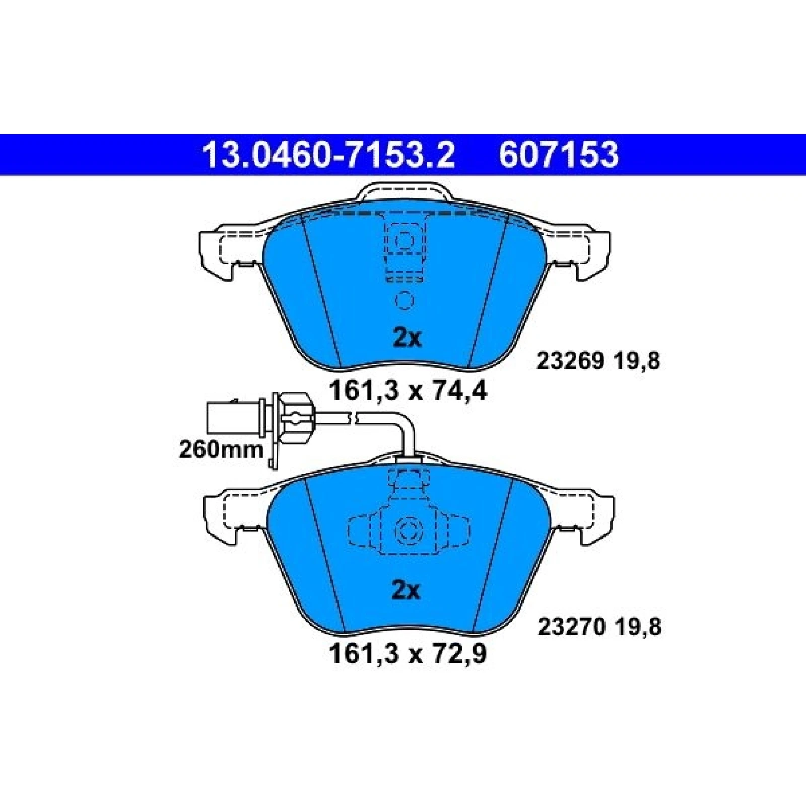 Bremsbelagsatz Vw P. Sharan/T4 1.8-2.8 90-10 Mit Sensor 13.0460-7153.2