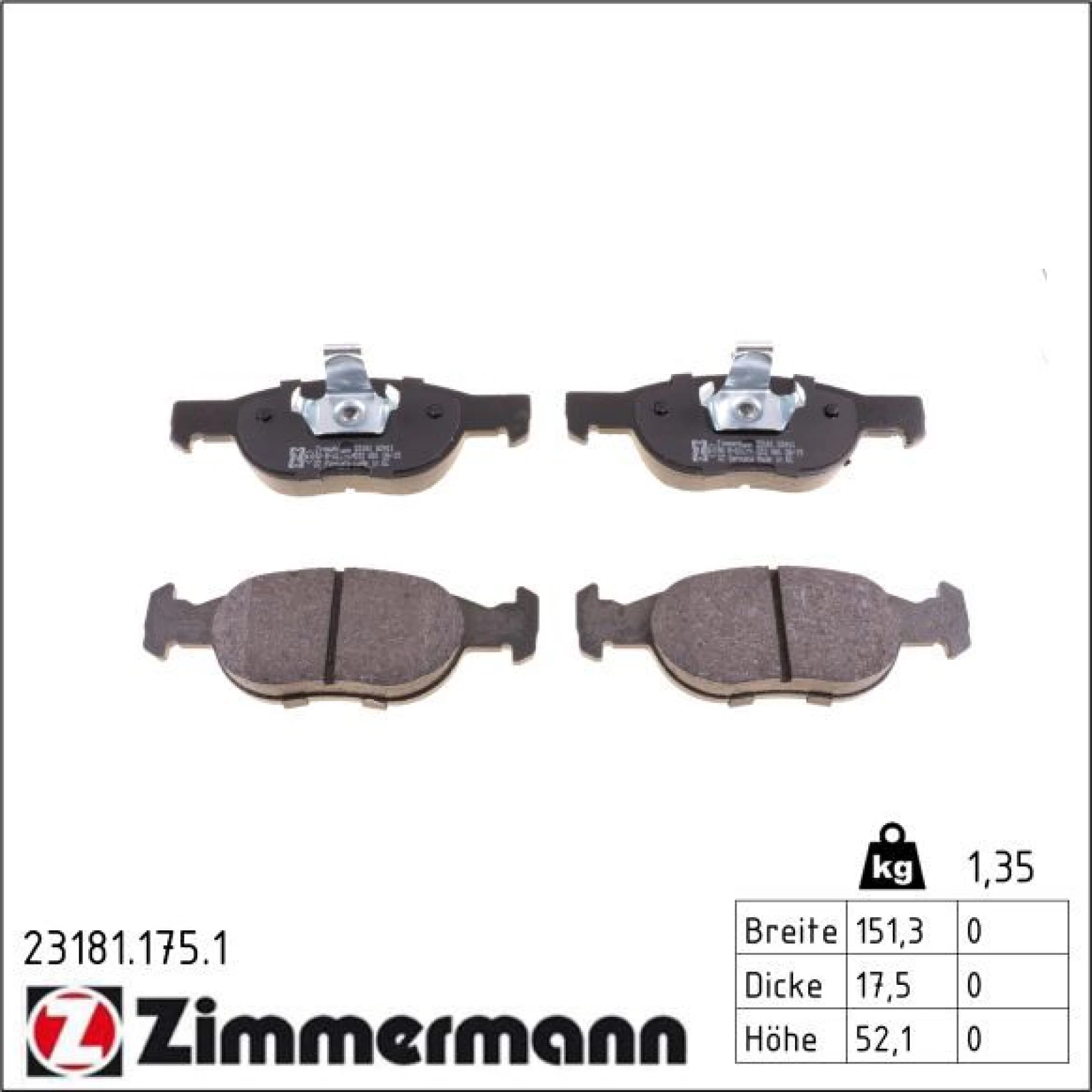 ZIMMERMANN Bremsbeläge 23181.175.1