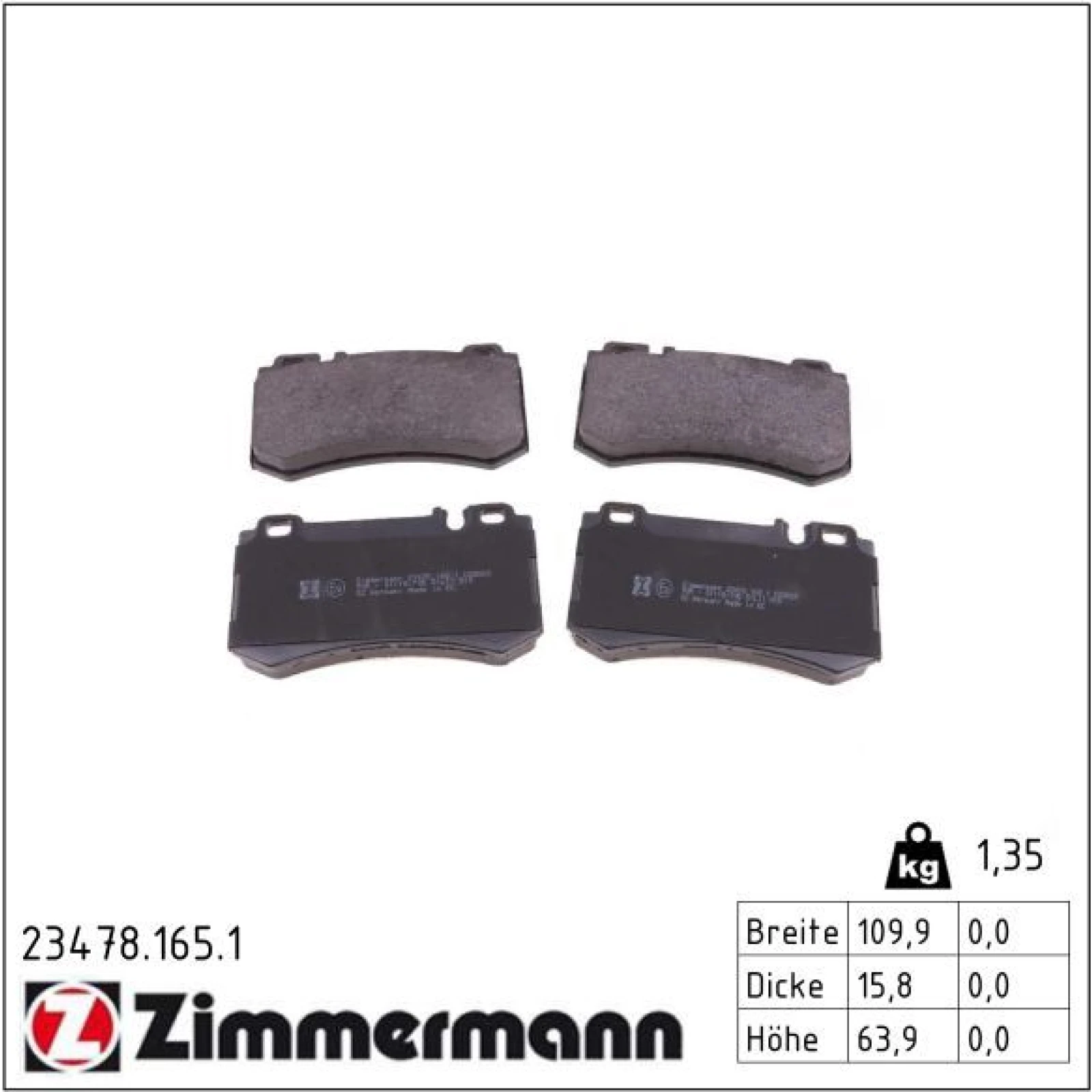 ZIMMERMANN Bremsbeläge 23478.165.1