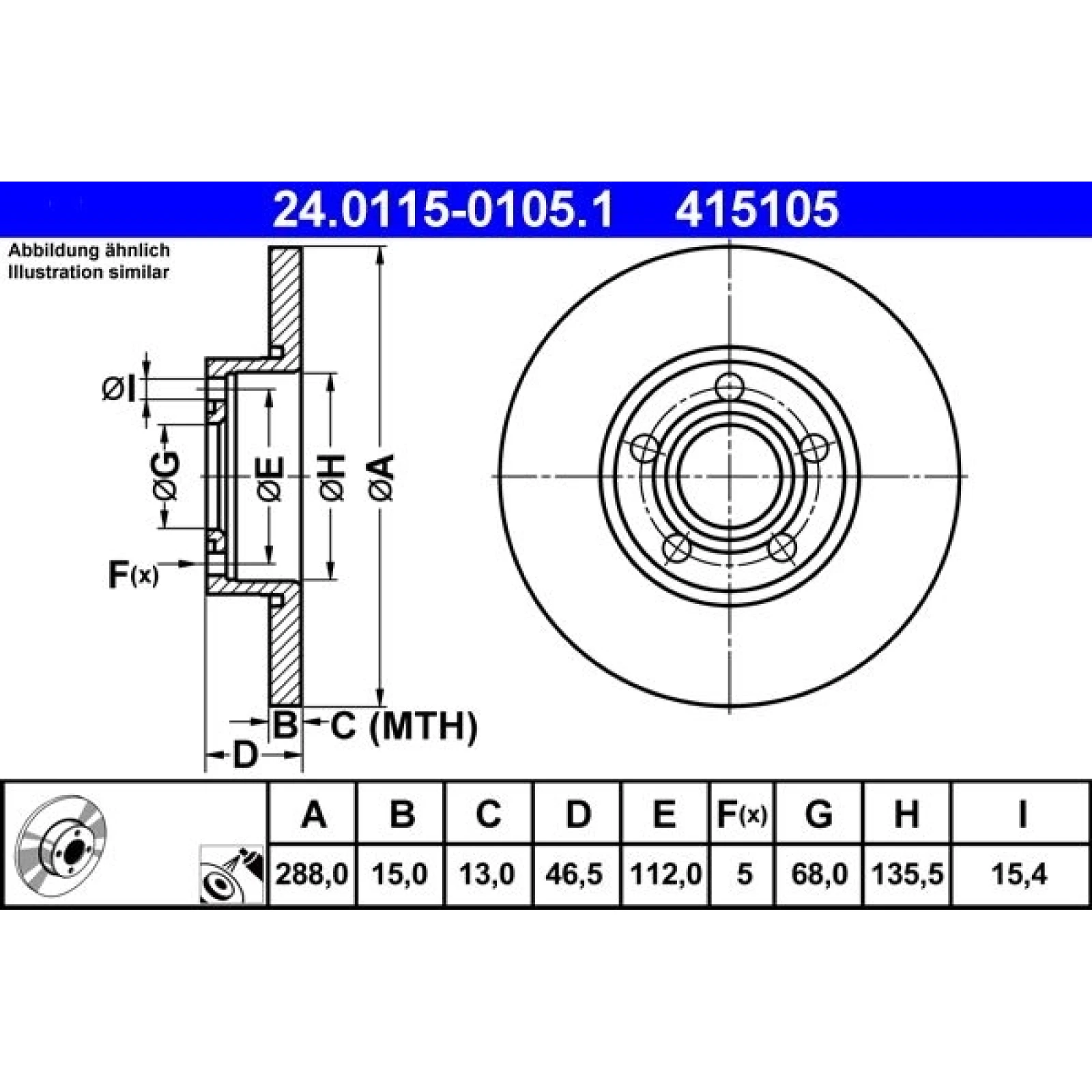 Bremsscheibe Audi S. 100/A4/A6 90-01 24.0115-0105.1