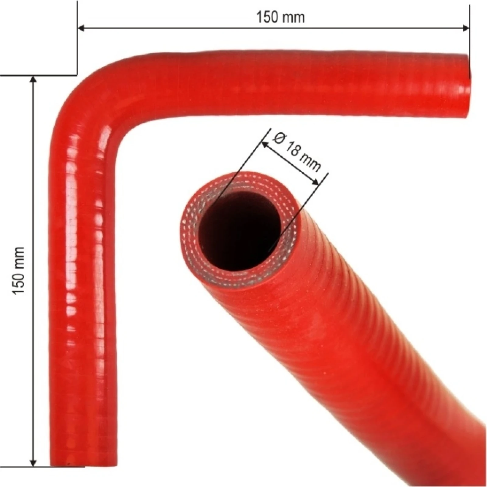 Universal-Wasserschlauch Winkel 90 Sil. 18X150X150mm SIRT009