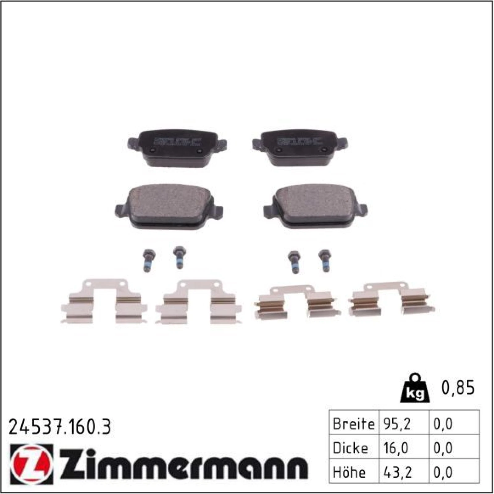 ZIMMERMANN Bremsbeläge 24537.160.3
