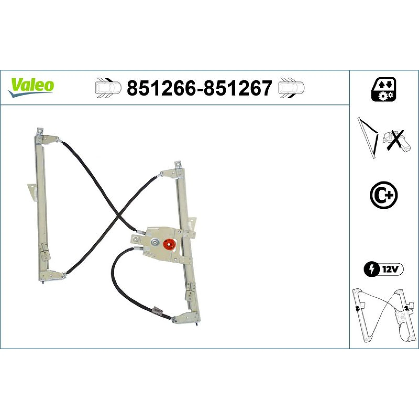 VALEO 851266 Fensterheber vorne links, elektrisch, mit Komfortfunktion, ohne Motor