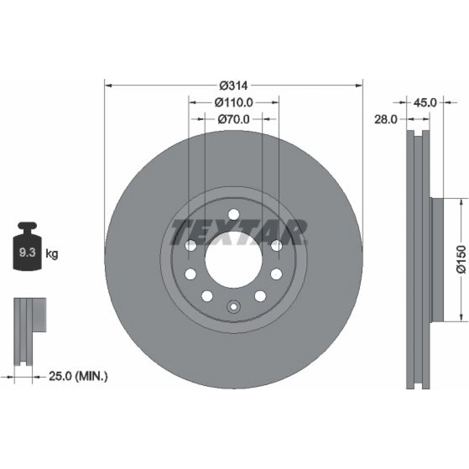 Bremsscheibe Opel P. Vectra C 02- 2.8/3.2 V6/3.0Cdti 92118803