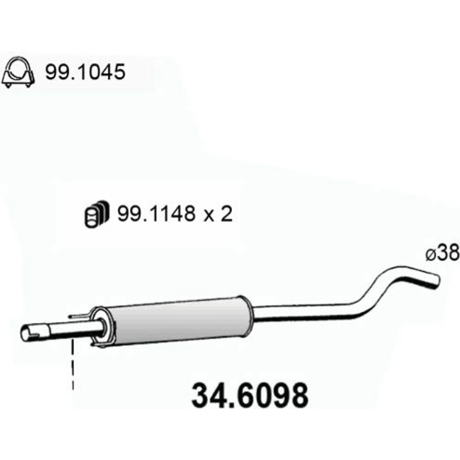 ASSO Mittelschalldämpfer 34.6098