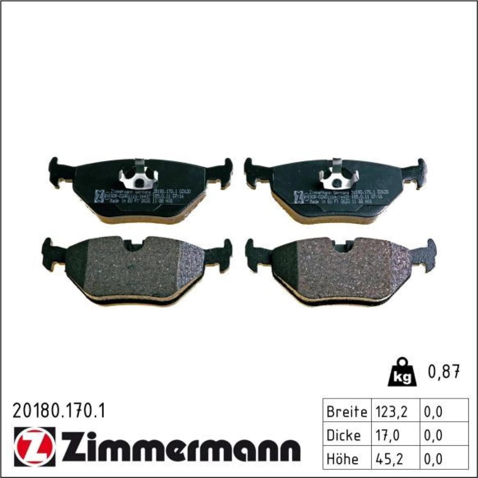 ZIMMERMANN Bremsbeläge 20180.170.1
