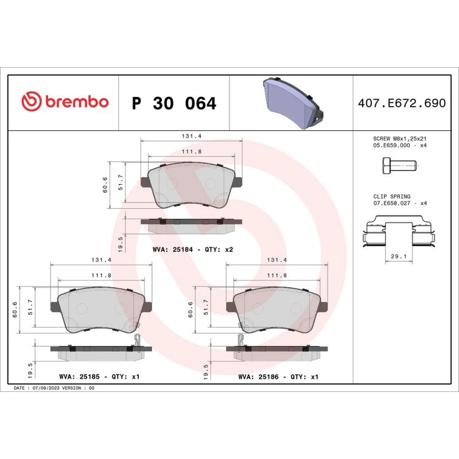 BREMBO Bremsklötze VA P 30 064