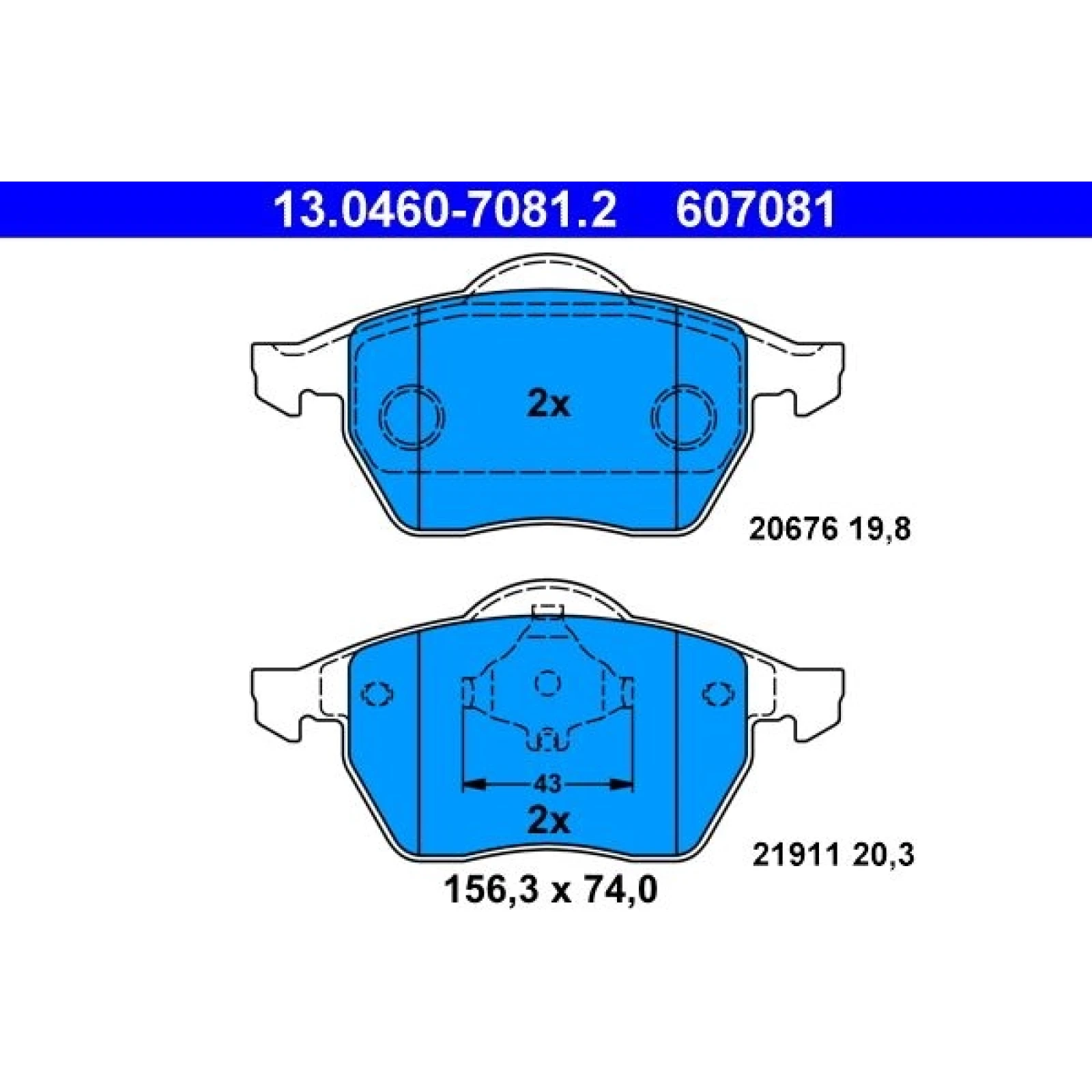 Bremsbelagsatz Vw P. Golf/Passat/Vento 1.8-2.8 91-06 13.0460-7081.2