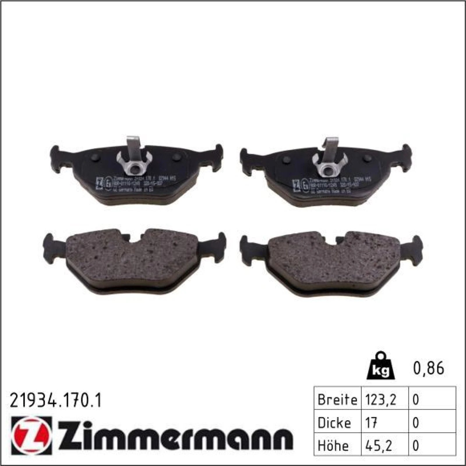 ZIMMERMANN Bremsbeläge 21934.170.1
