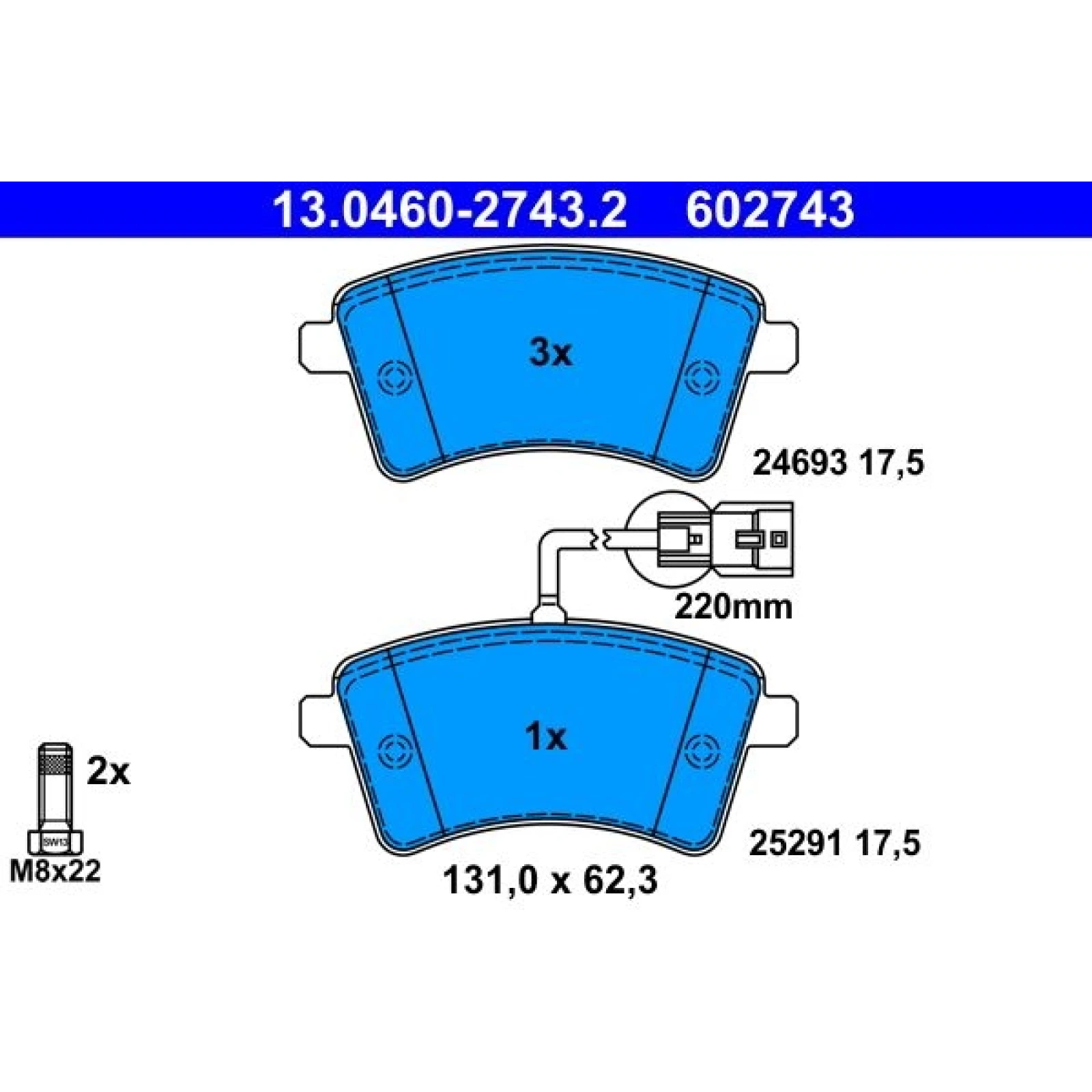 Bremsbelagsatz Renault P. Kangoo 1.2-1.6 08 13.0460-2743.2