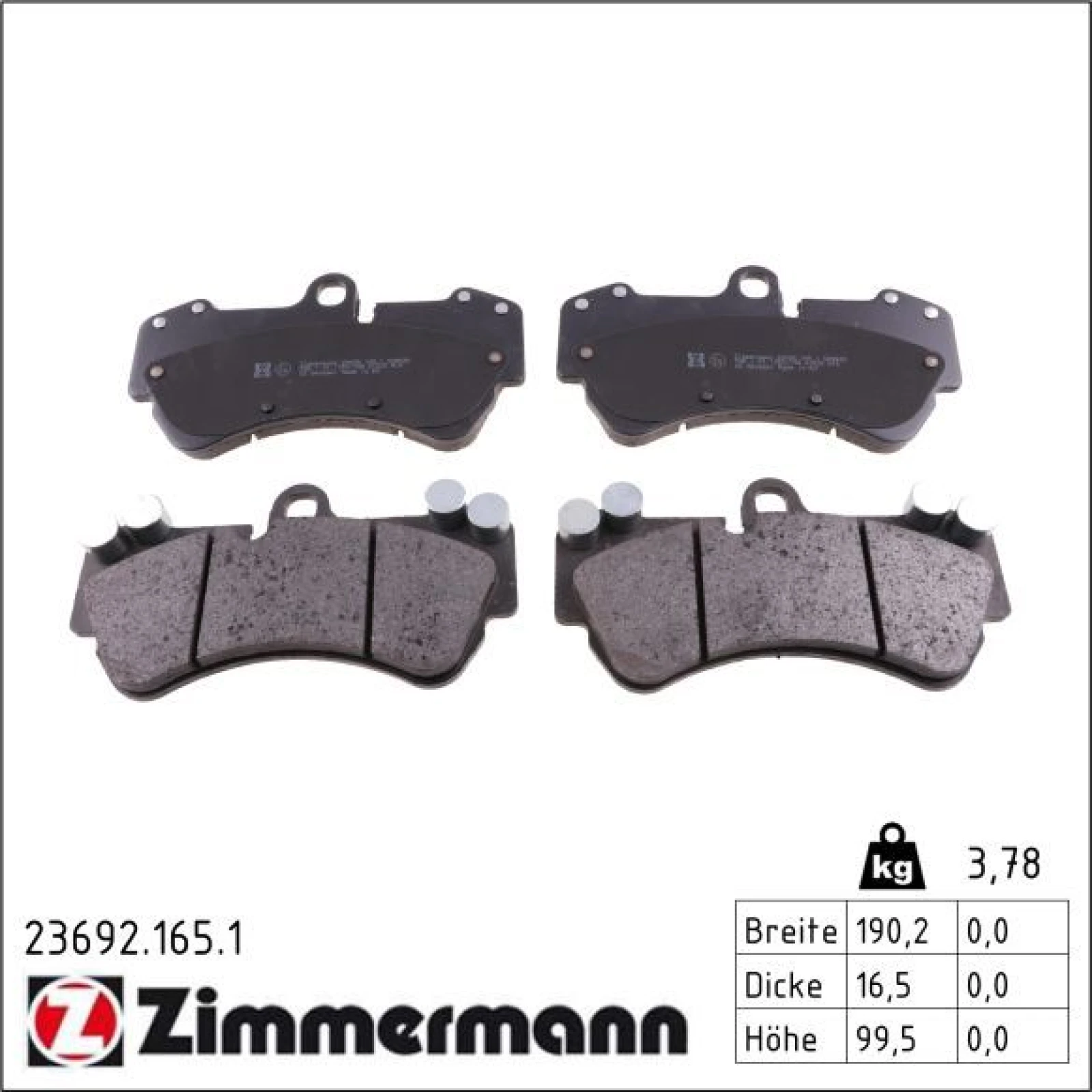ZIMMERMANN Bremsbeläge 23692.165.1