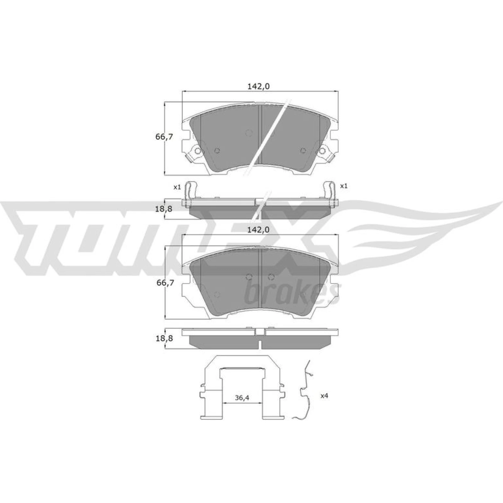 TOMEX brakes Bremsbelagsatz, Scheibenbremse TX 16-34