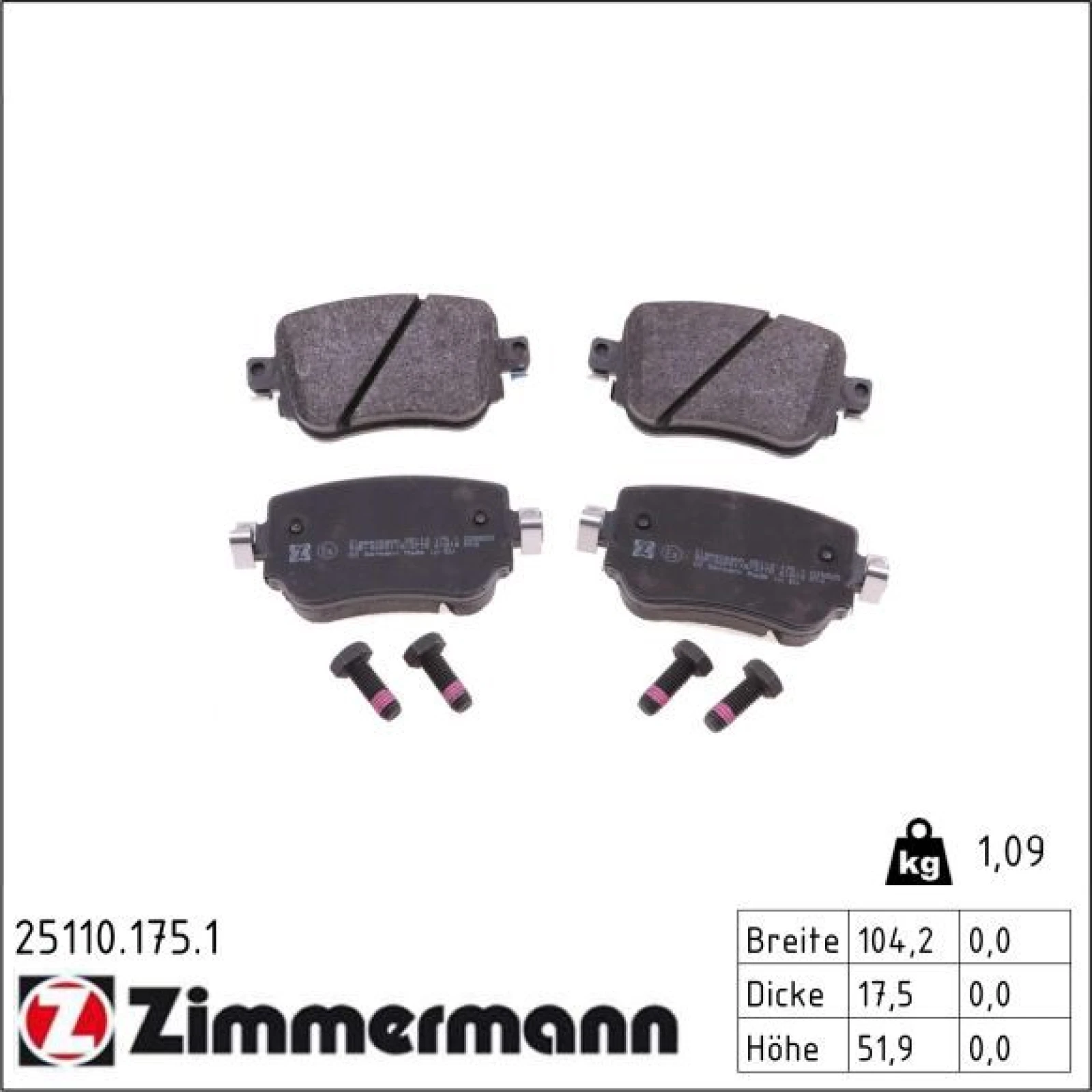 ZIMMERMANN Bremsbeläge 25110.175.1