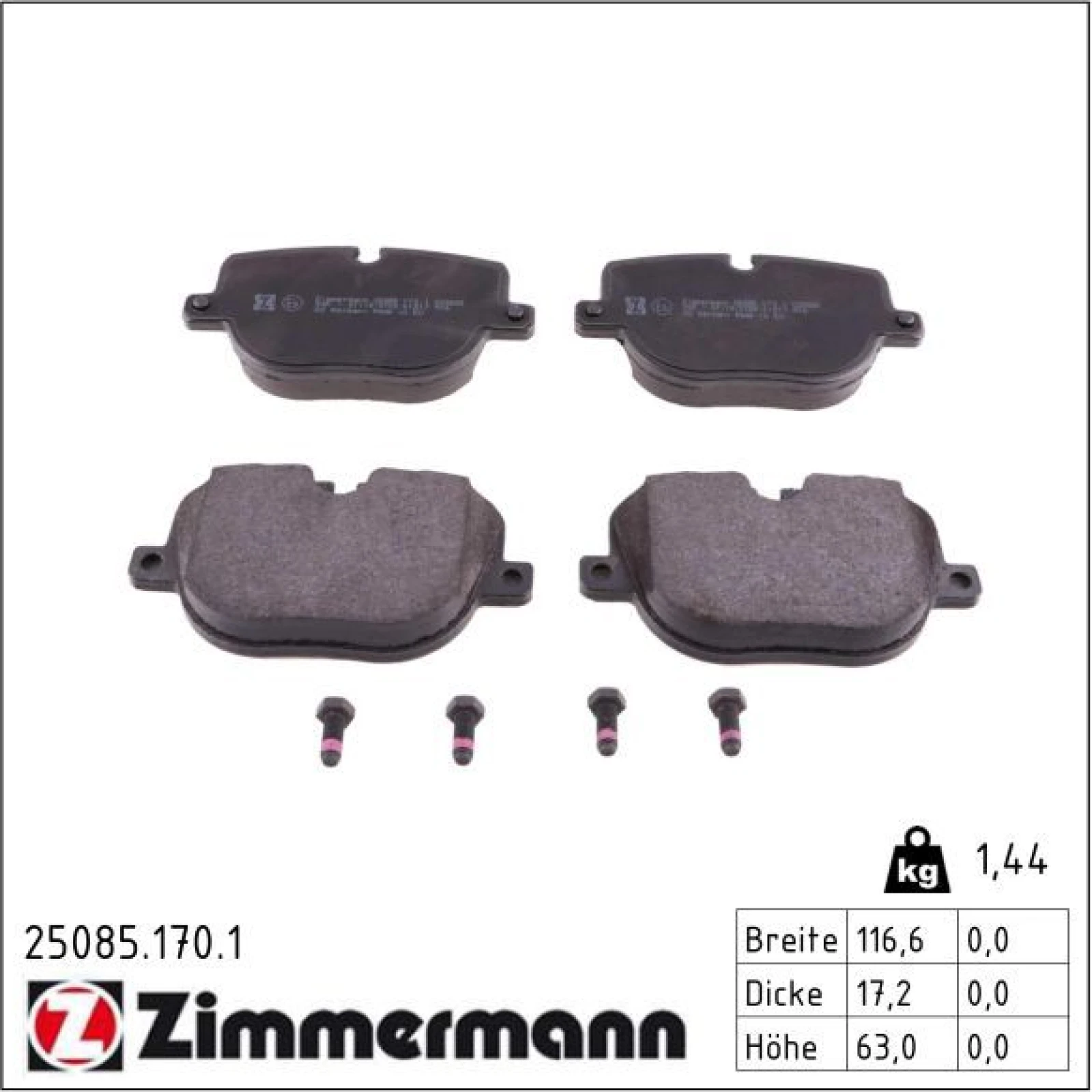 ZIMMERMANN Bremsbeläge 25085.170.1