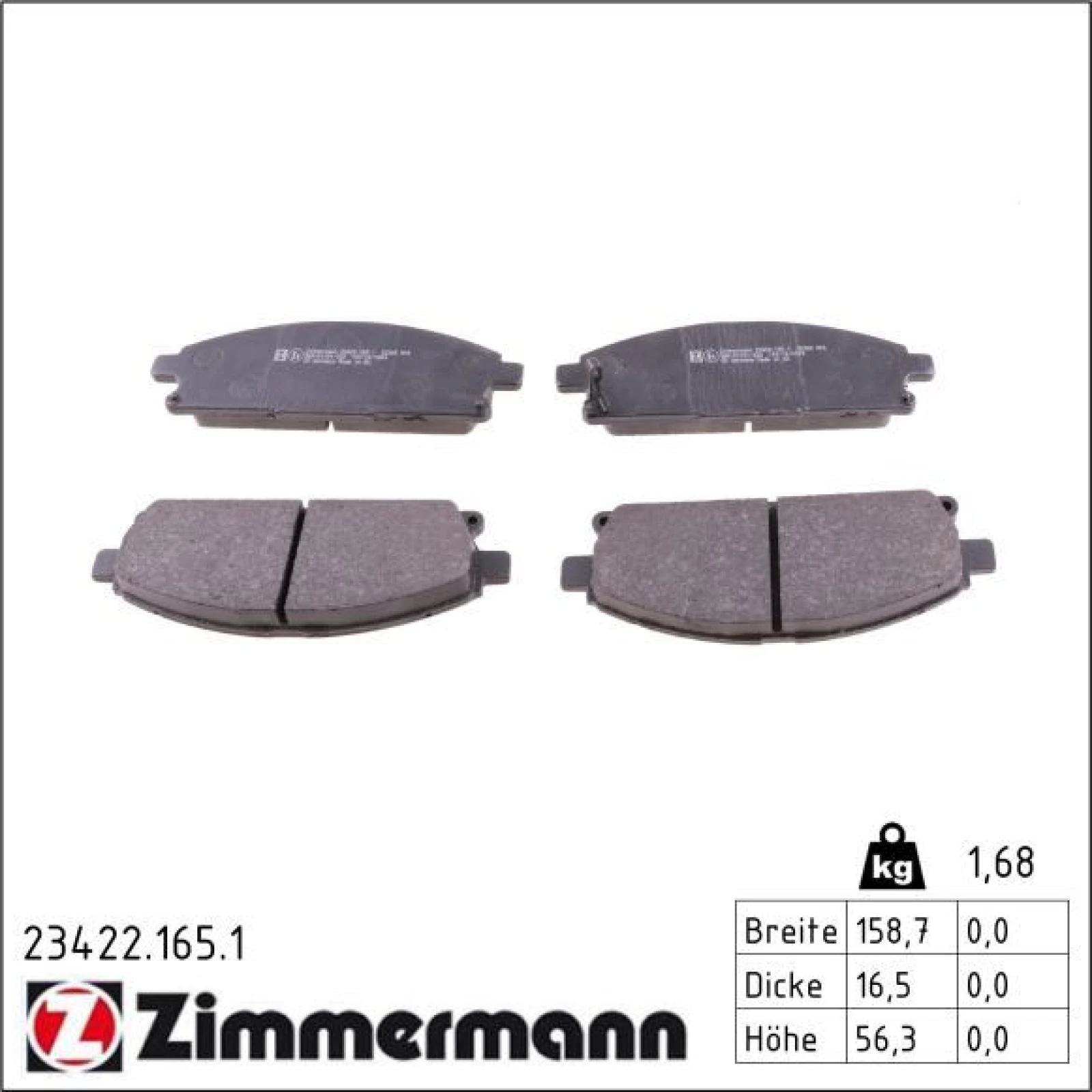 ZIMMERMANN Bremsbeläge 23422.165.1