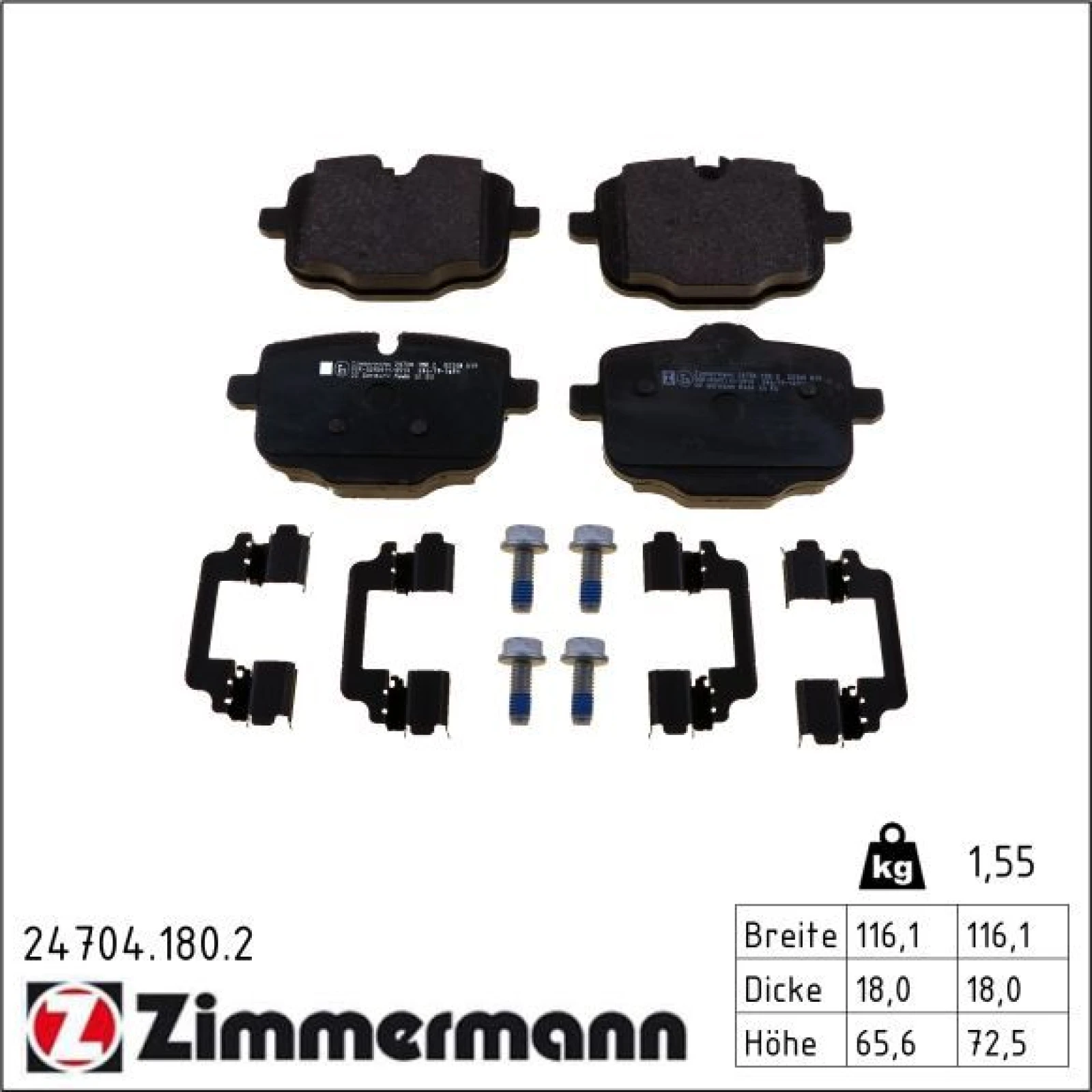 ZIMMERMANN Bremsbelagsatz, Scheibenbremse 24704.180.2