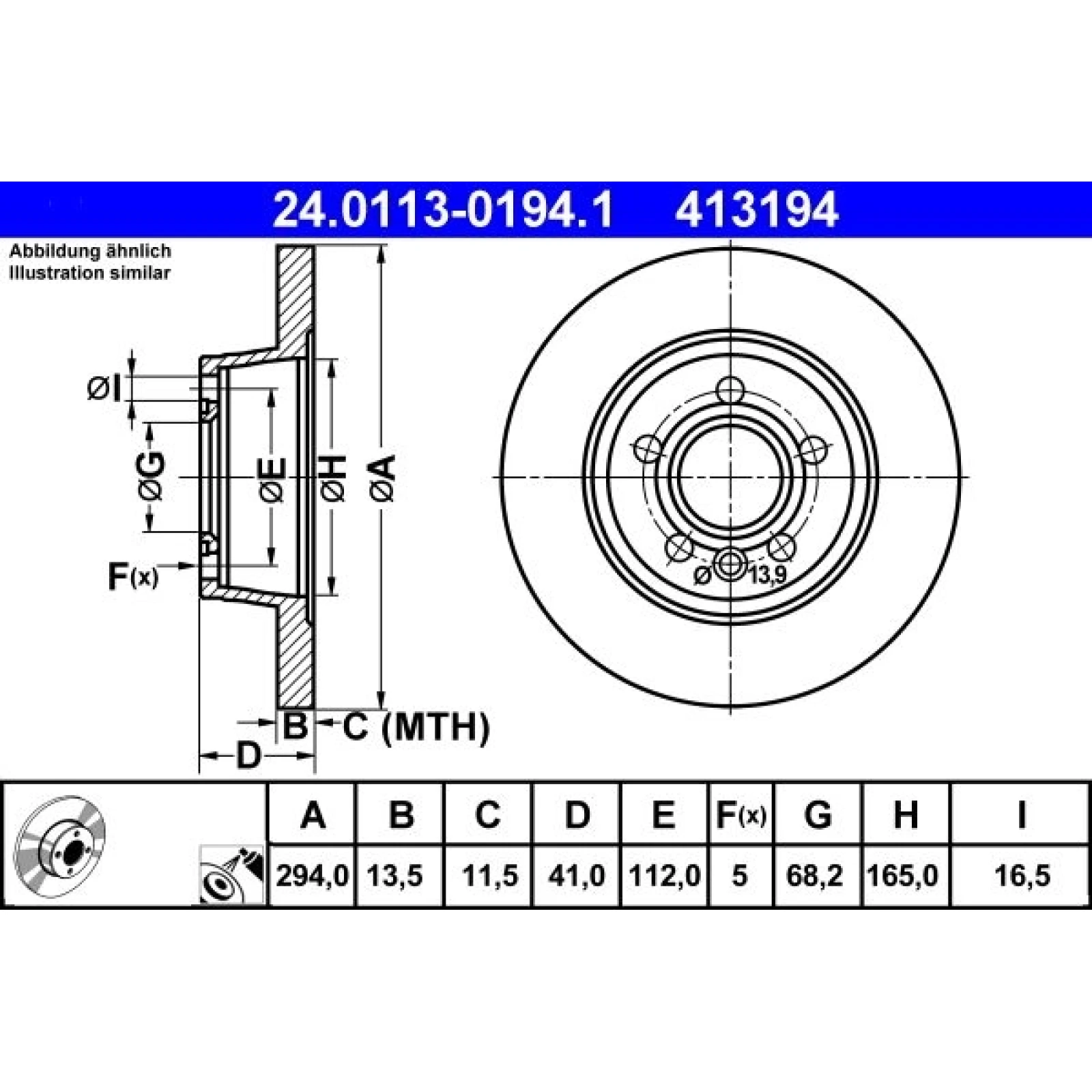 Bremsscheibe Vw T. Sharan/T4 90-10 24.0113-0194.1